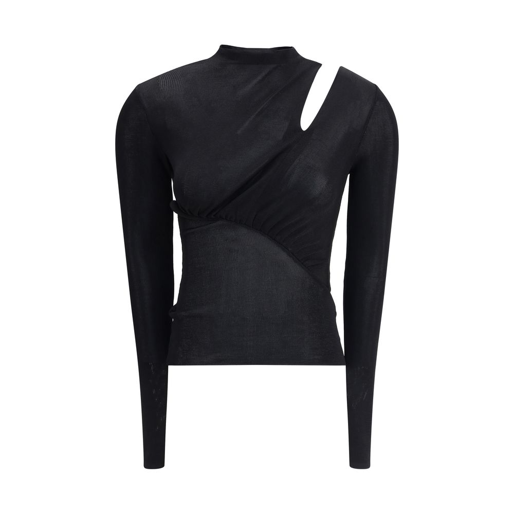 بلوزة محبوكة بأكمام طويلة عليها صورة ذاتية