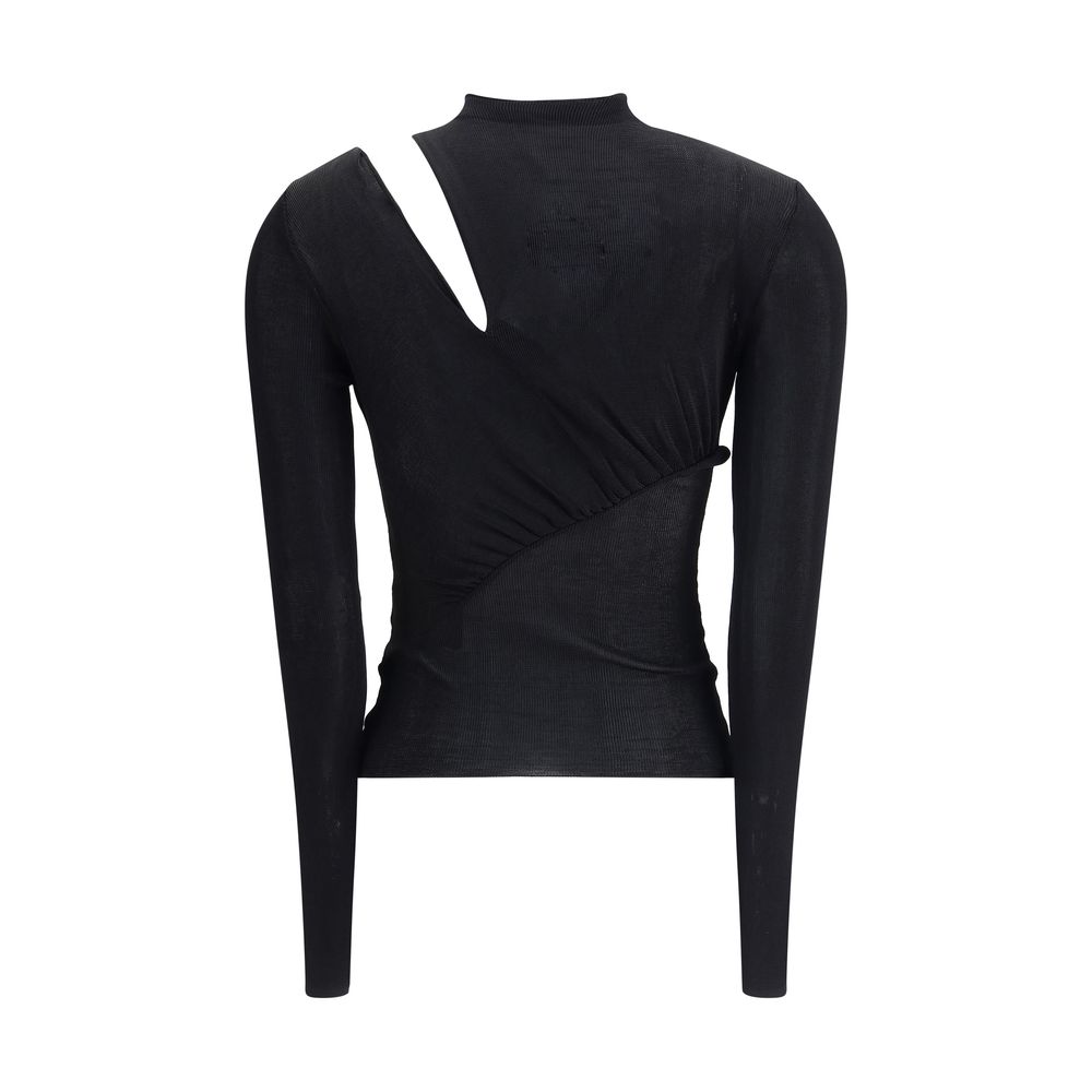 بلوزة محبوكة بأكمام طويلة عليها صورة ذاتية