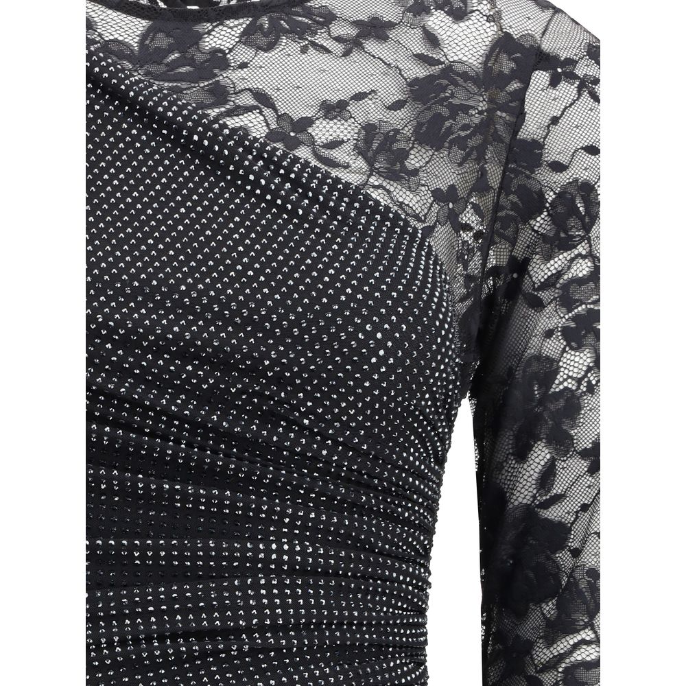 فستان طويل من الدانتيل وأحجار الراين من Self Portrait