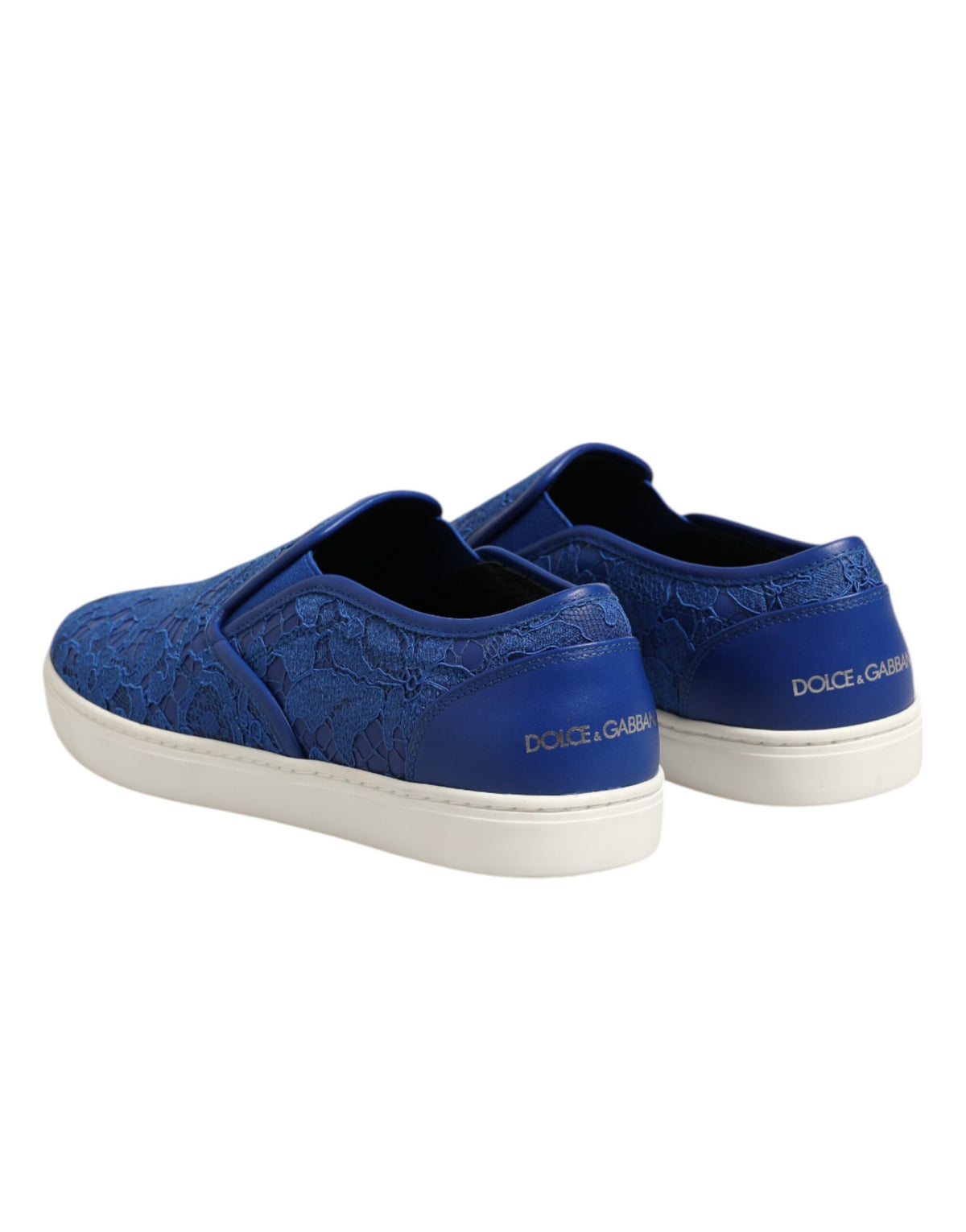Dolce & Gabbana Blue Leather Lace Slip On Sneaker Shoes