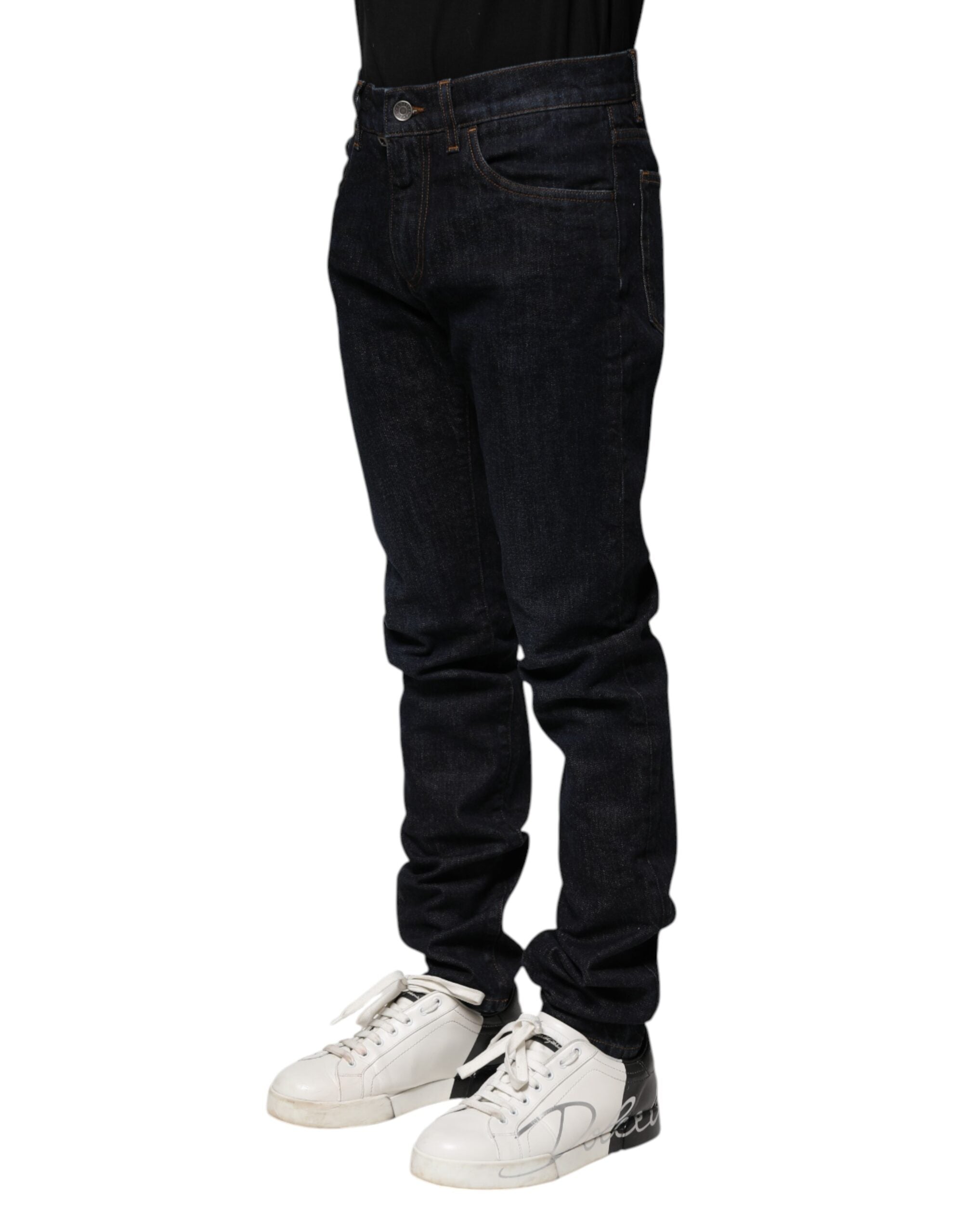 Dolce & Gabbana Black Cotton Skinny Denim Men Jeans - Luxe Marca