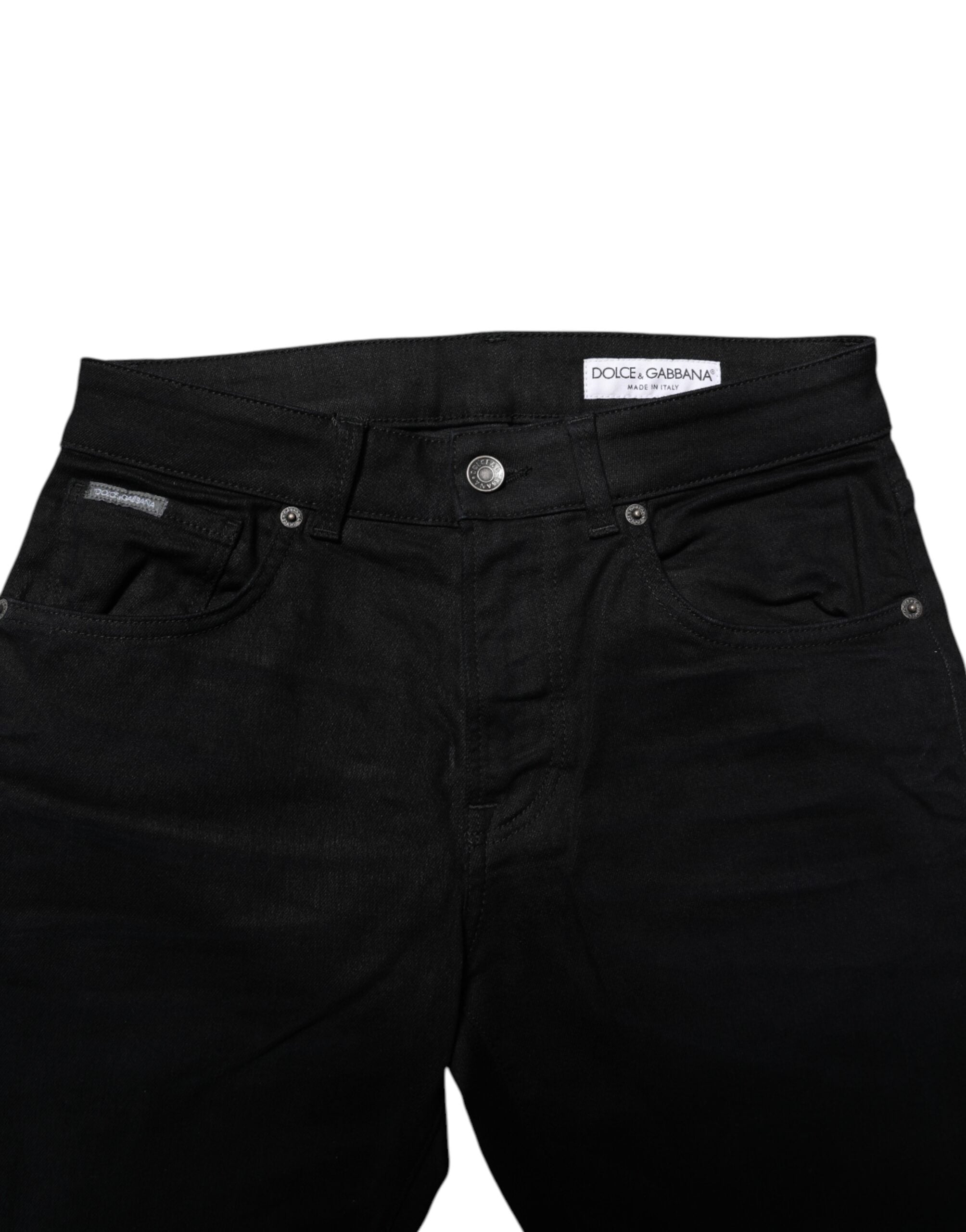 Dolce & Gabbana Black Cotton Skinny Denim Jeans - Luxe Marca