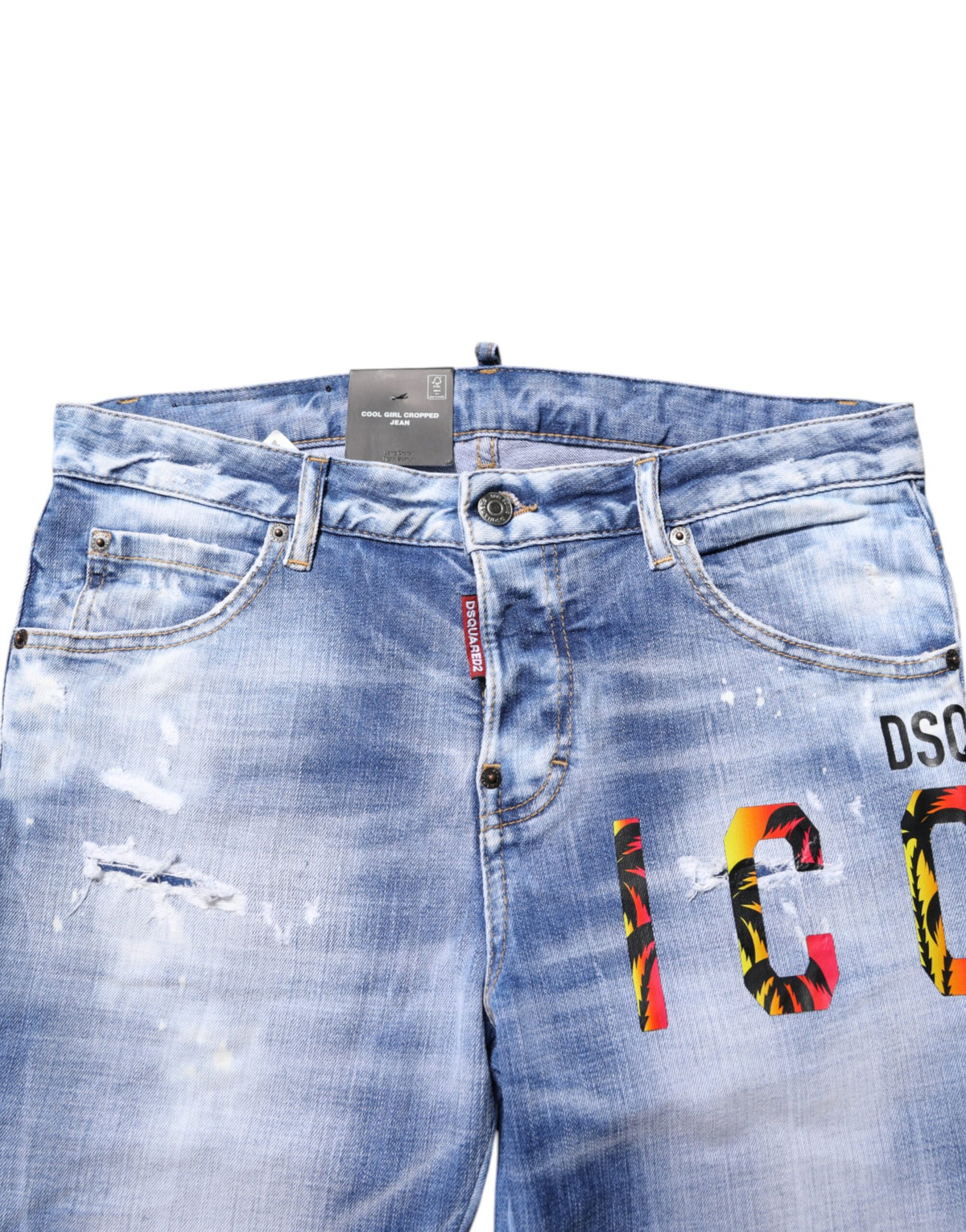 بنطلون جينز ضيق متوسط الخصر من القطن المغسول باللون الأزرق من Dsquared²