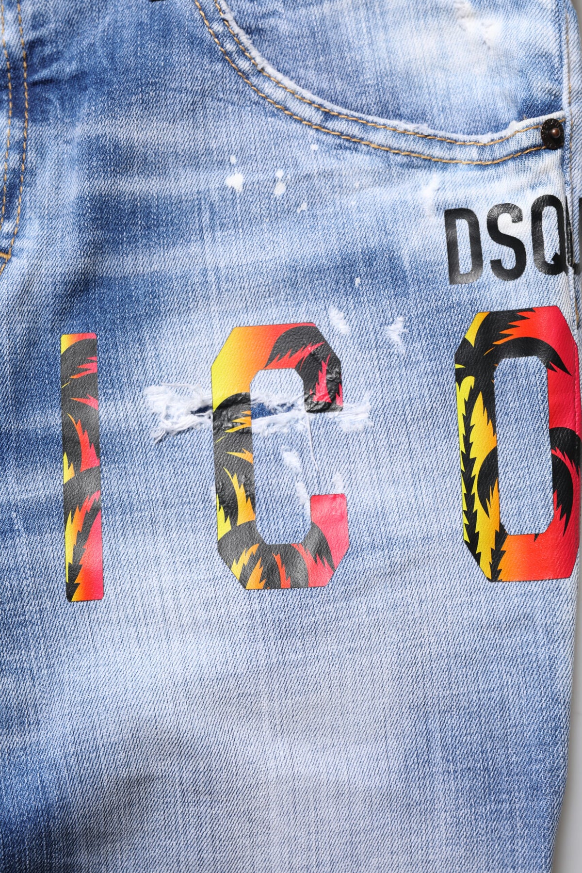 بنطلون جينز ضيق متوسط الخصر من القطن المغسول باللون الأزرق من Dsquared²