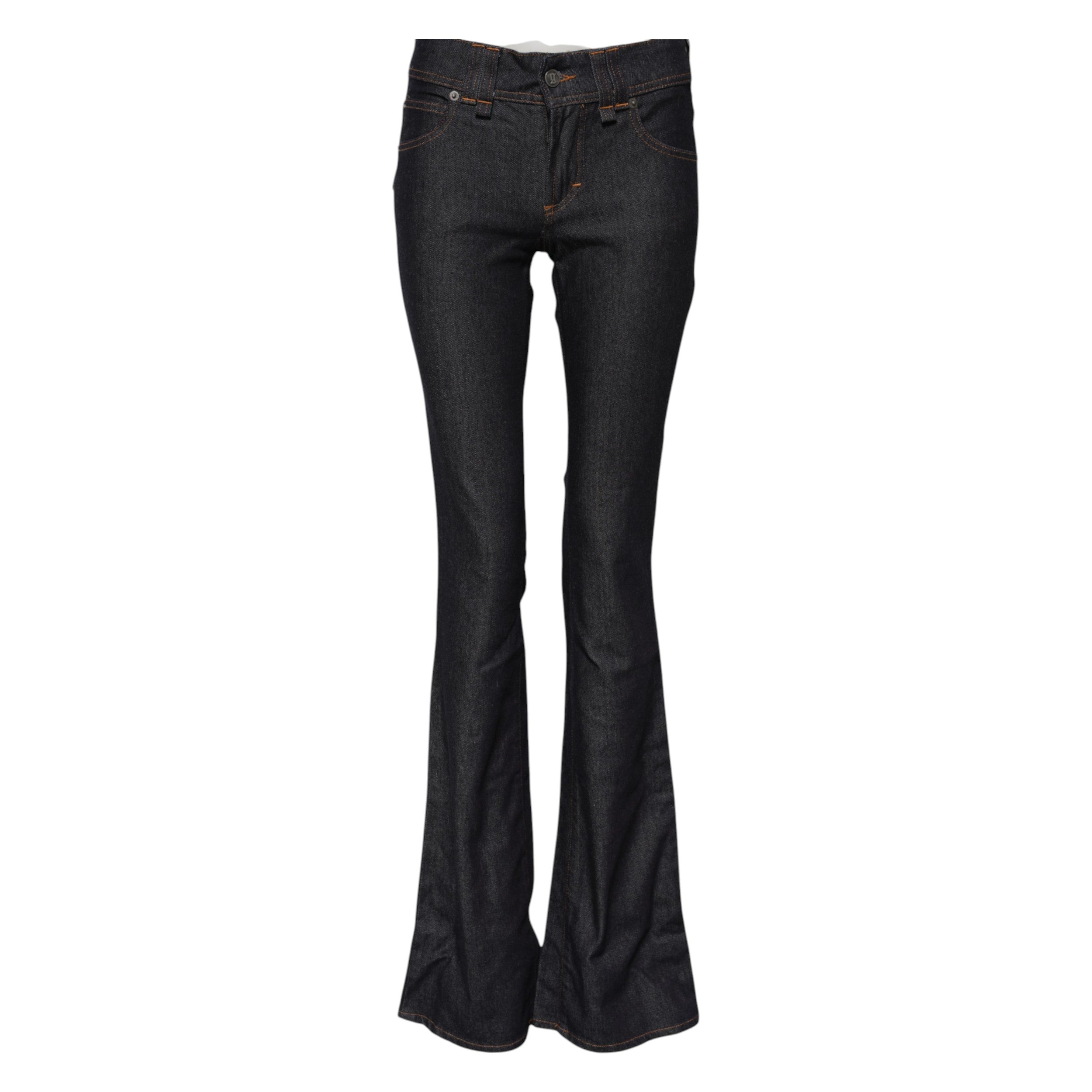 John Galliano Blue Mid Waist Cotton Wide Leg Denim Jeans
