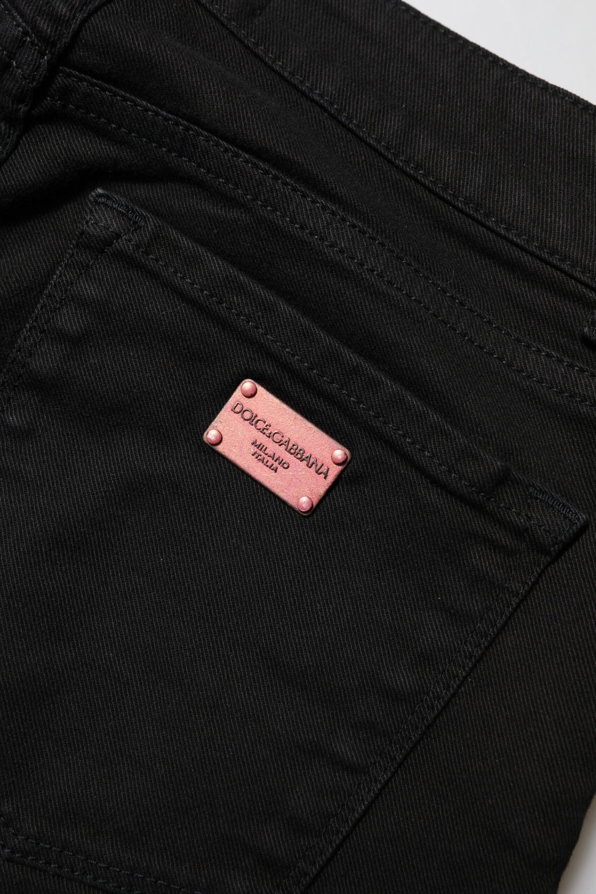 بنطلون جينز دولتشي آند غابانا أسود ضيق من القطن بخصر متوسط