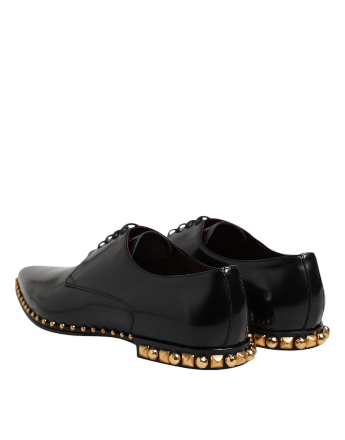 Dolce & Gabbana Black Leather Studded Derby Men Dress Shoes