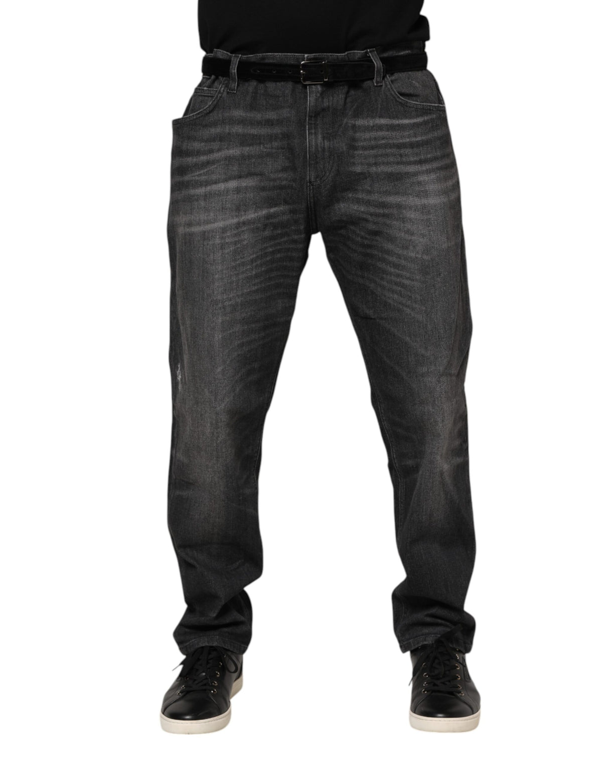 Dolce & Gabbana Gray Washed Cotton Loose Denim Jeans