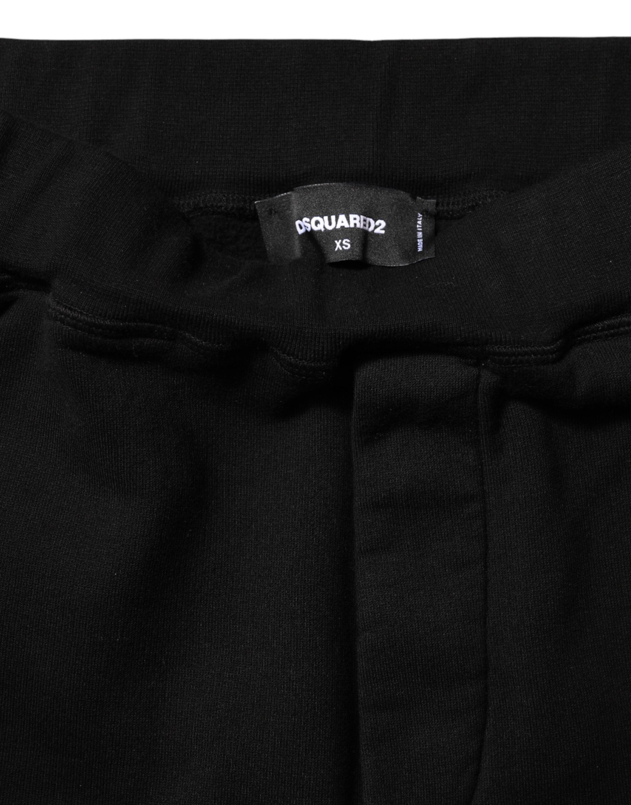 بنطال رياضي Dsquared² قطني بقصّة مستقيمة باللونين الأسود والأحمر