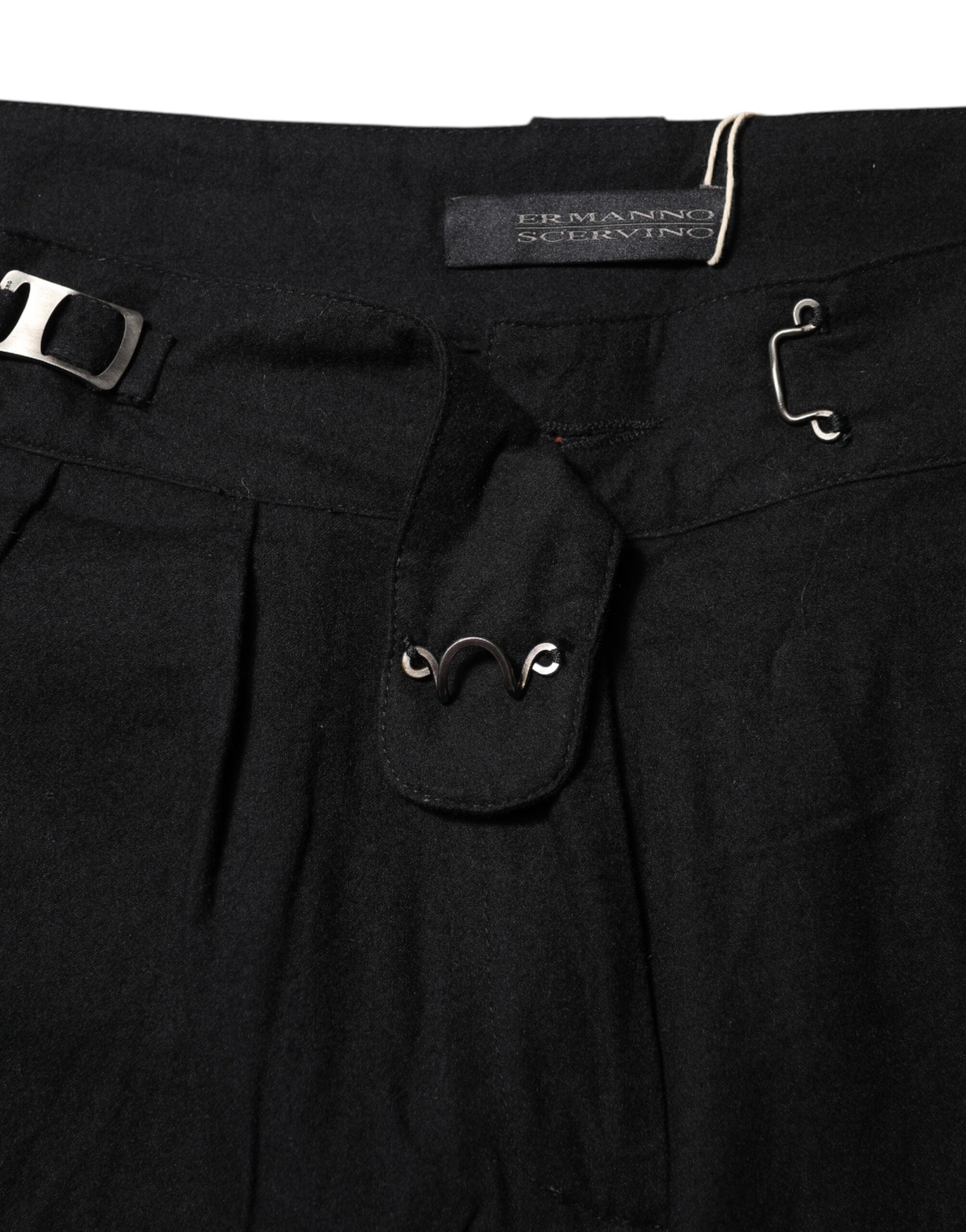 بنطلون Ermanno Scervino أسود بقصّة مستقيمة وخصر مرتفع