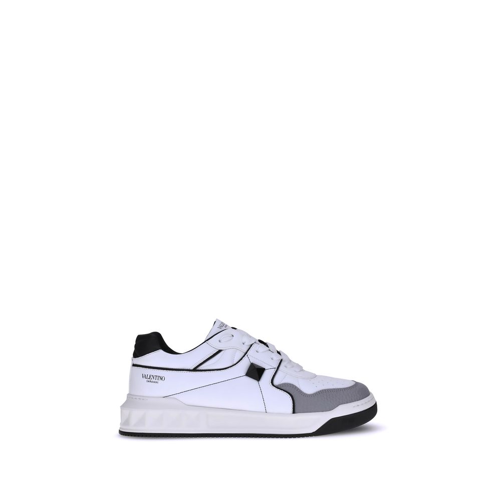 Valentino Garavani White Calf Leather Bos Taurus Low Top Sneakers - Luxe Marca