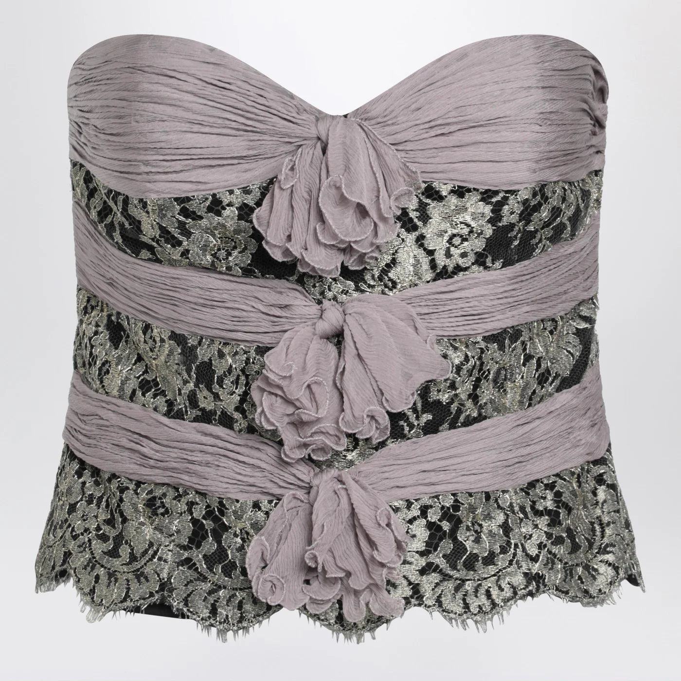 Valentino Grey/mauve/gold chiffon silk top