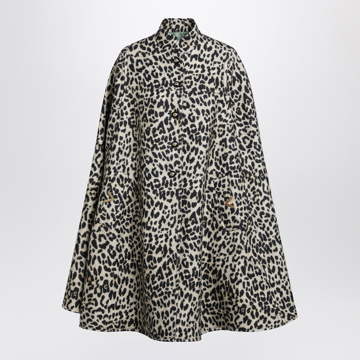 Valentino Valentino Animal-print wool cape
