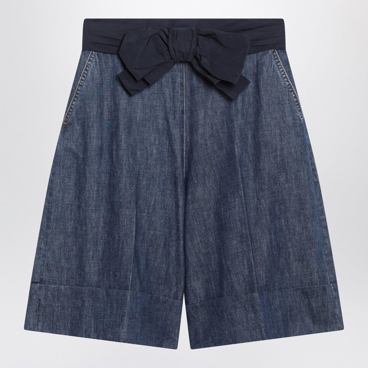 Valentino Valentino Denim bermuda shorts with oversized bow