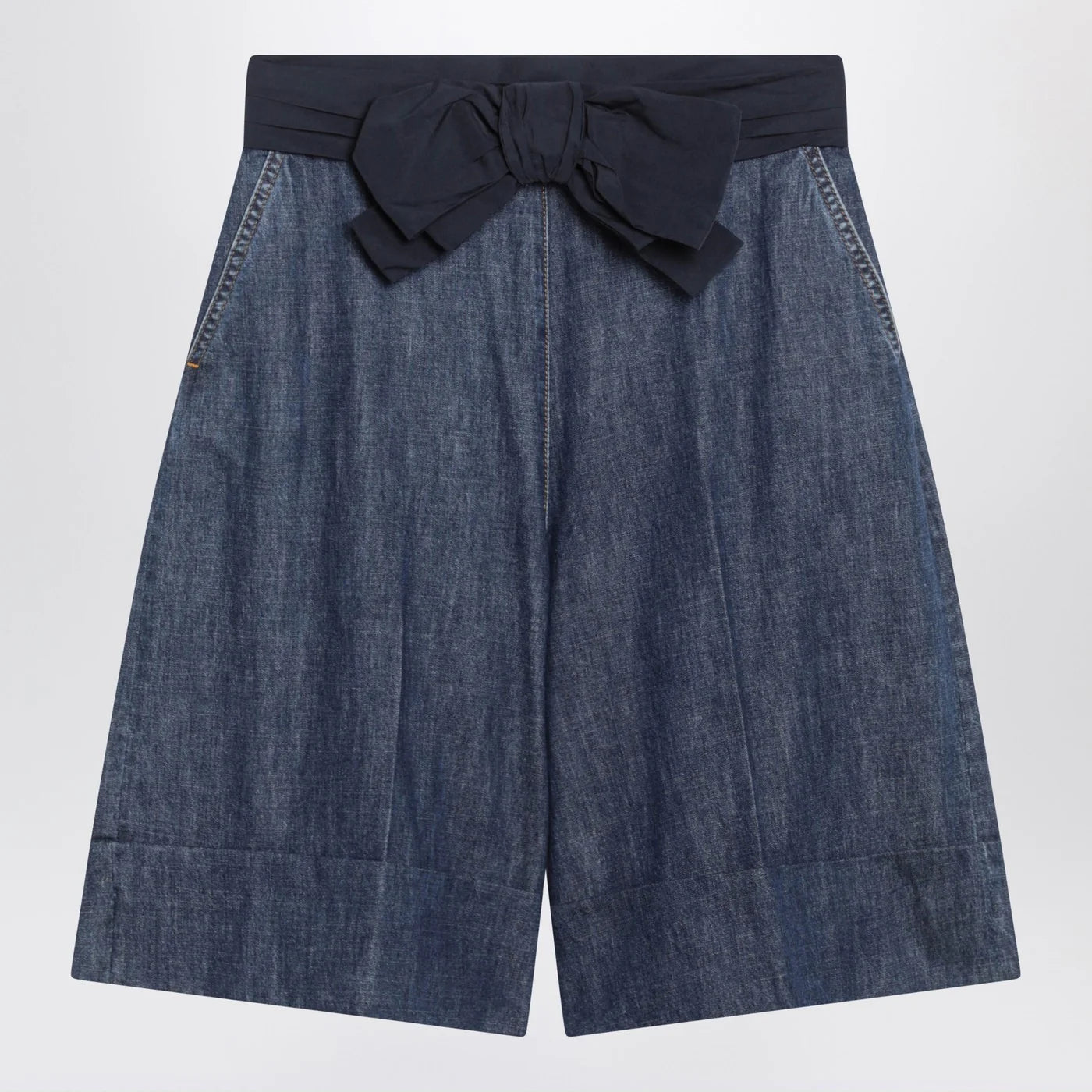 Valentino Denim bermuda shorts with oversized bow
