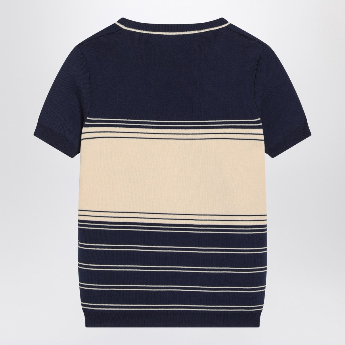 Valentino Blue ribbed top with Chez Valentino embroidery