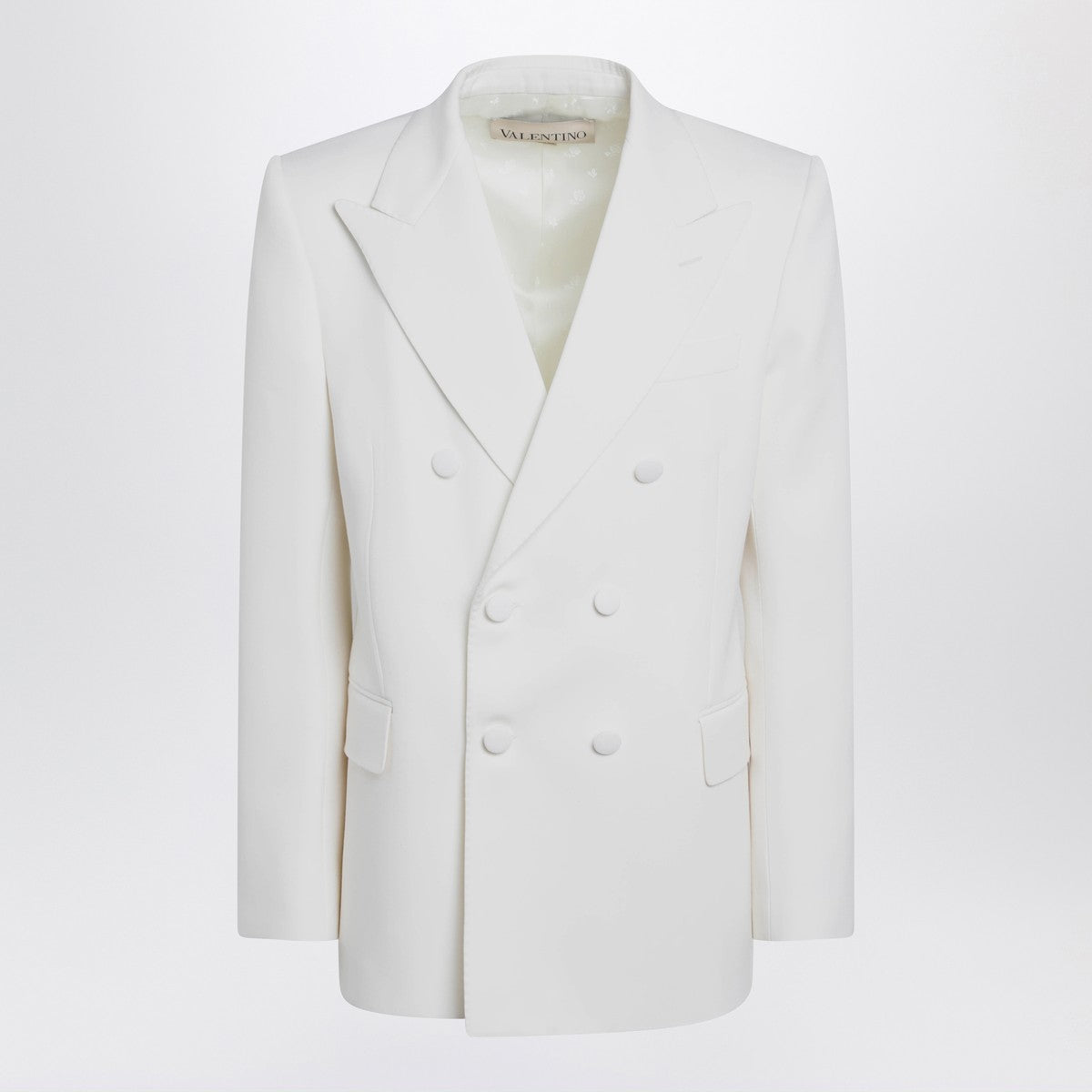 Valentino Milk-colored double-breasted jacket in wool