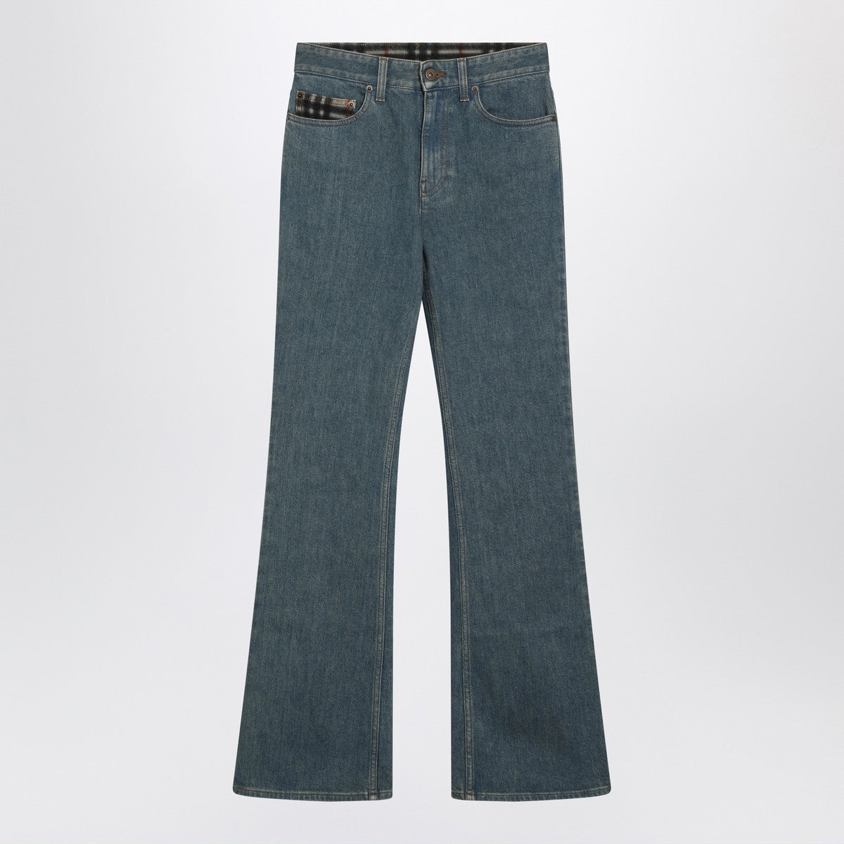 Burberry Burberry Mid-blue jeans with Check-pattern pocket