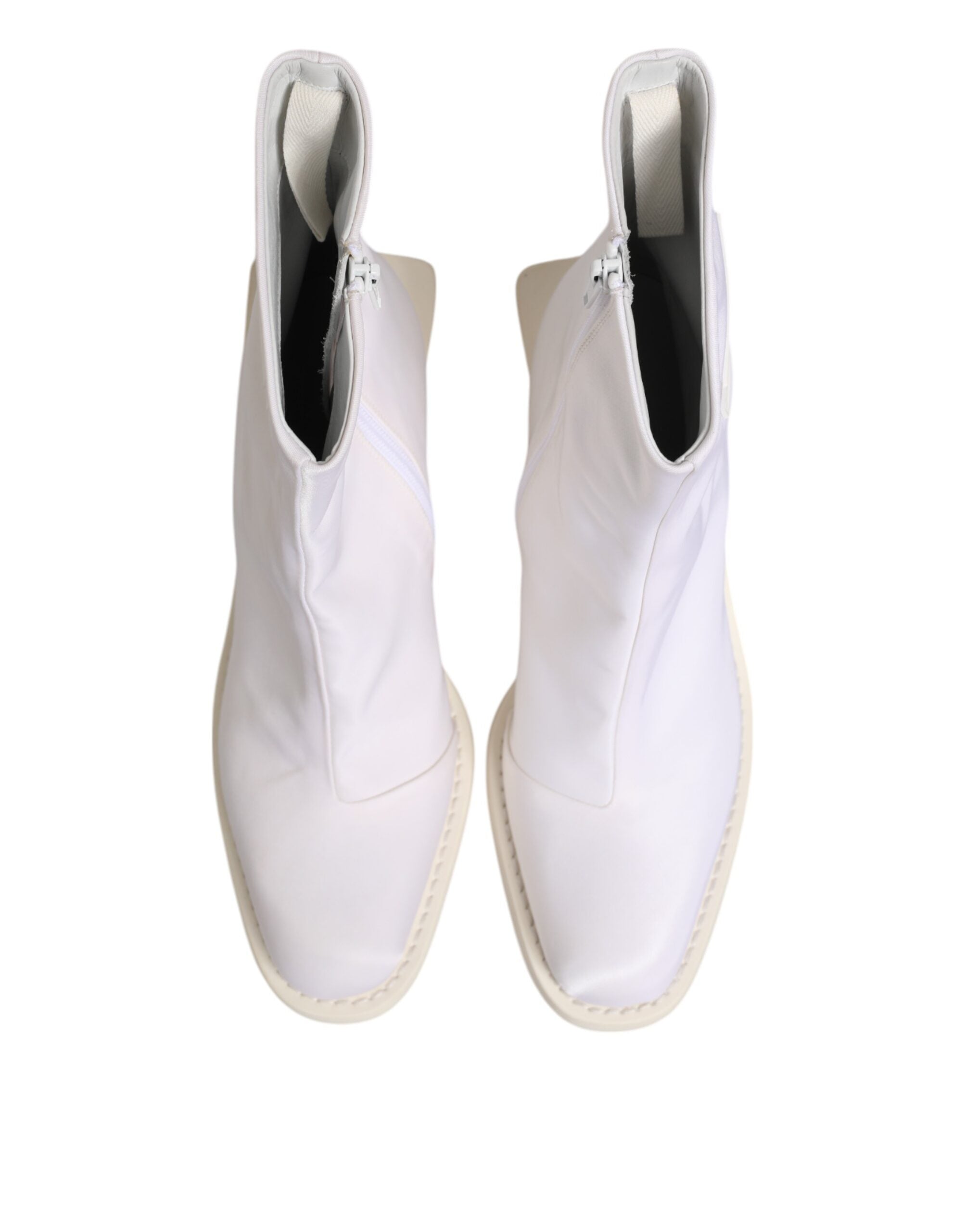 حذاء Maison Margiela أبيض بكعب مربع وسحاب للكاحل