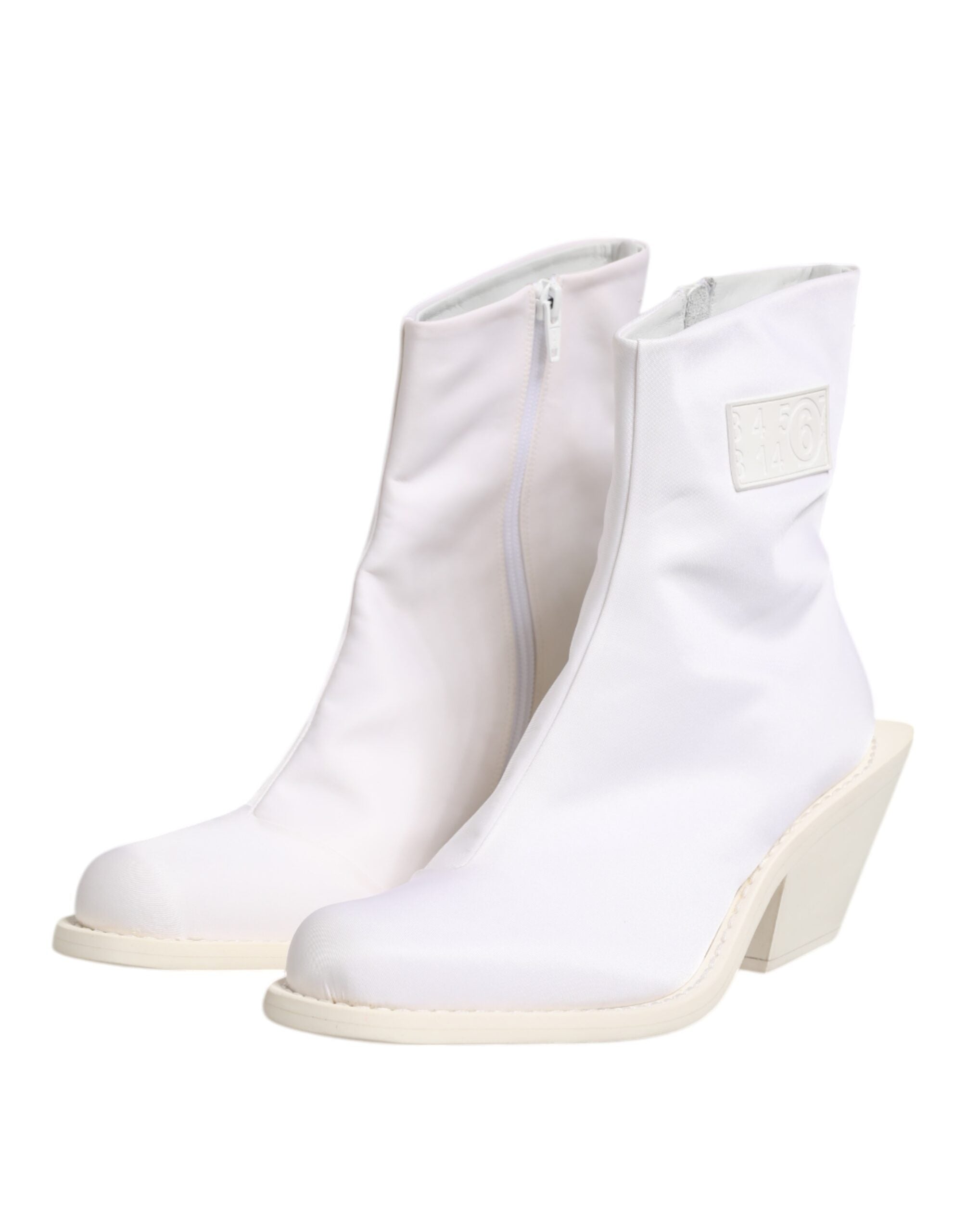 حذاء Maison Margiela أبيض بكعب مربع وسحاب للكاحل