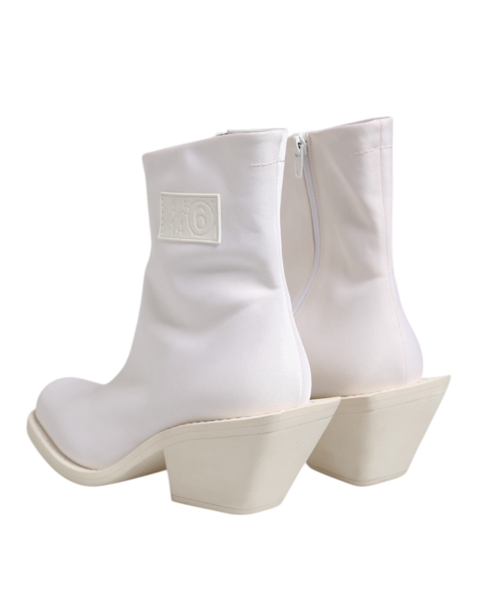 حذاء Maison Margiela أبيض بكعب مربع وسحاب للكاحل