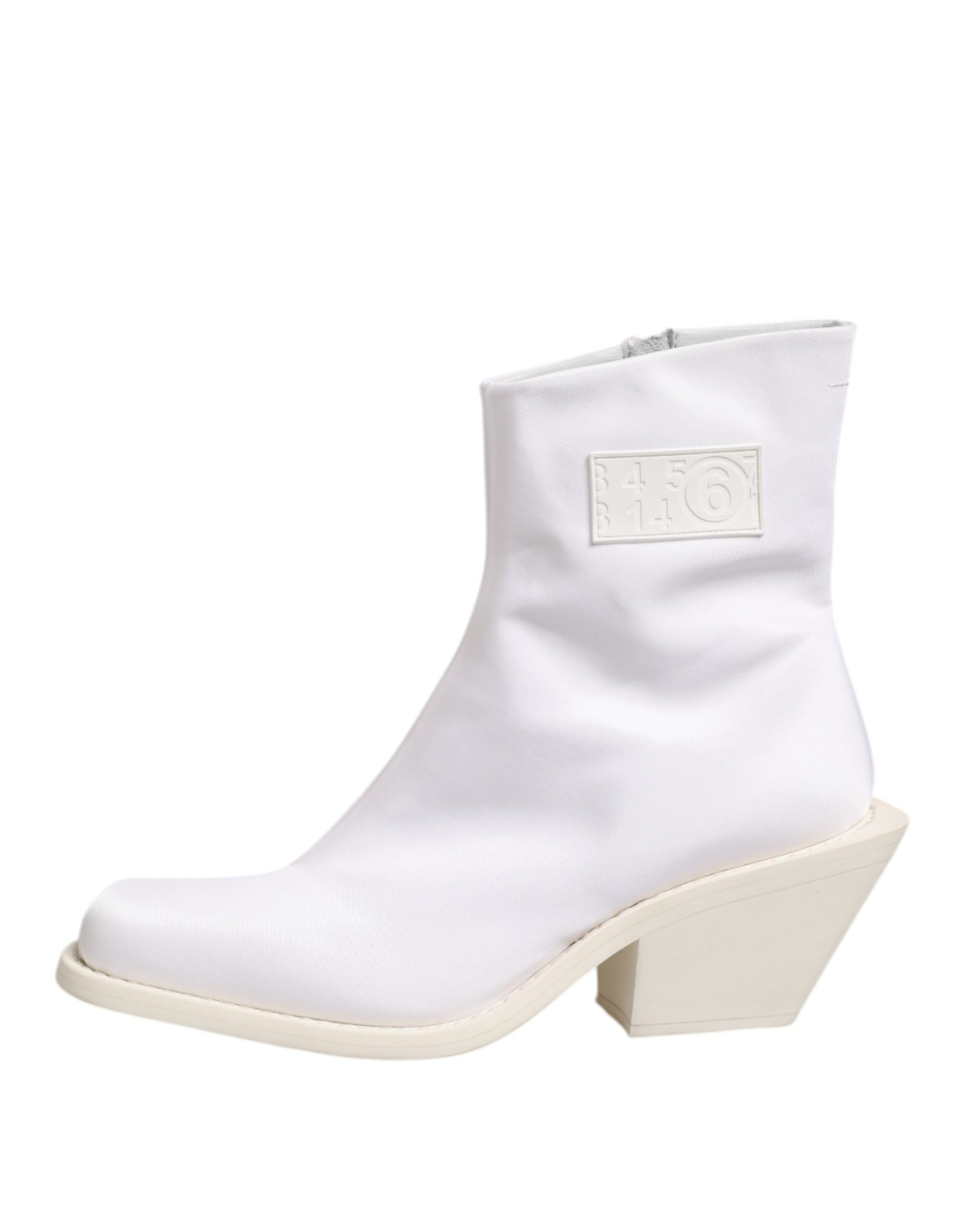 حذاء Maison Margiela أبيض بكعب مربع وسحاب للكاحل