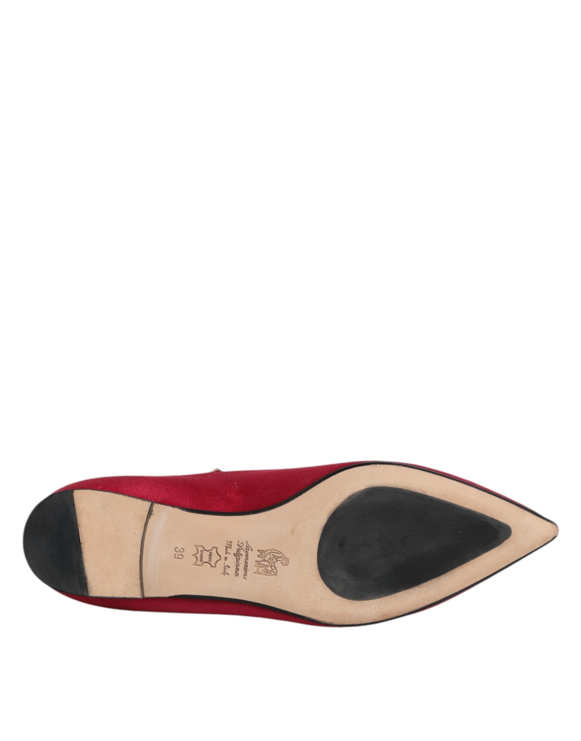 Prosperine Red Gold Studded Pointed Toe Ballet Flats Shoes