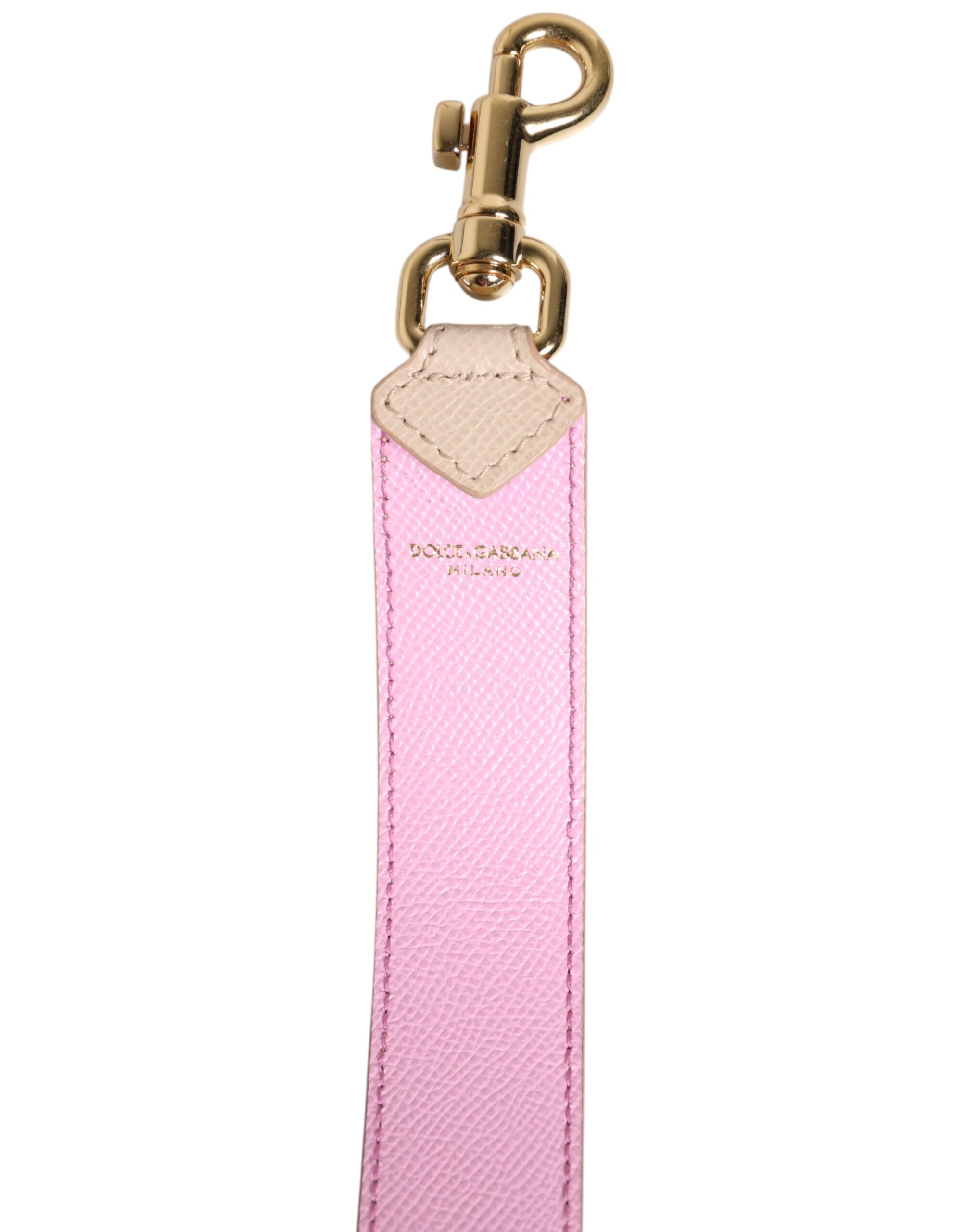 Dolce & Gabbana Beige Pink Leather Handbag Accessory Shoulder Strap