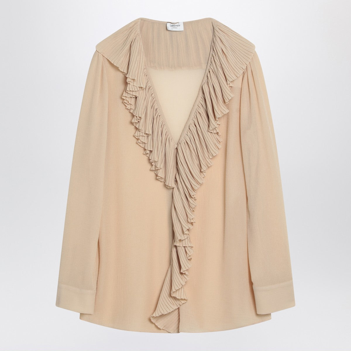 Saint Laurent Saint Laurent Beige ruffled blouse in silk