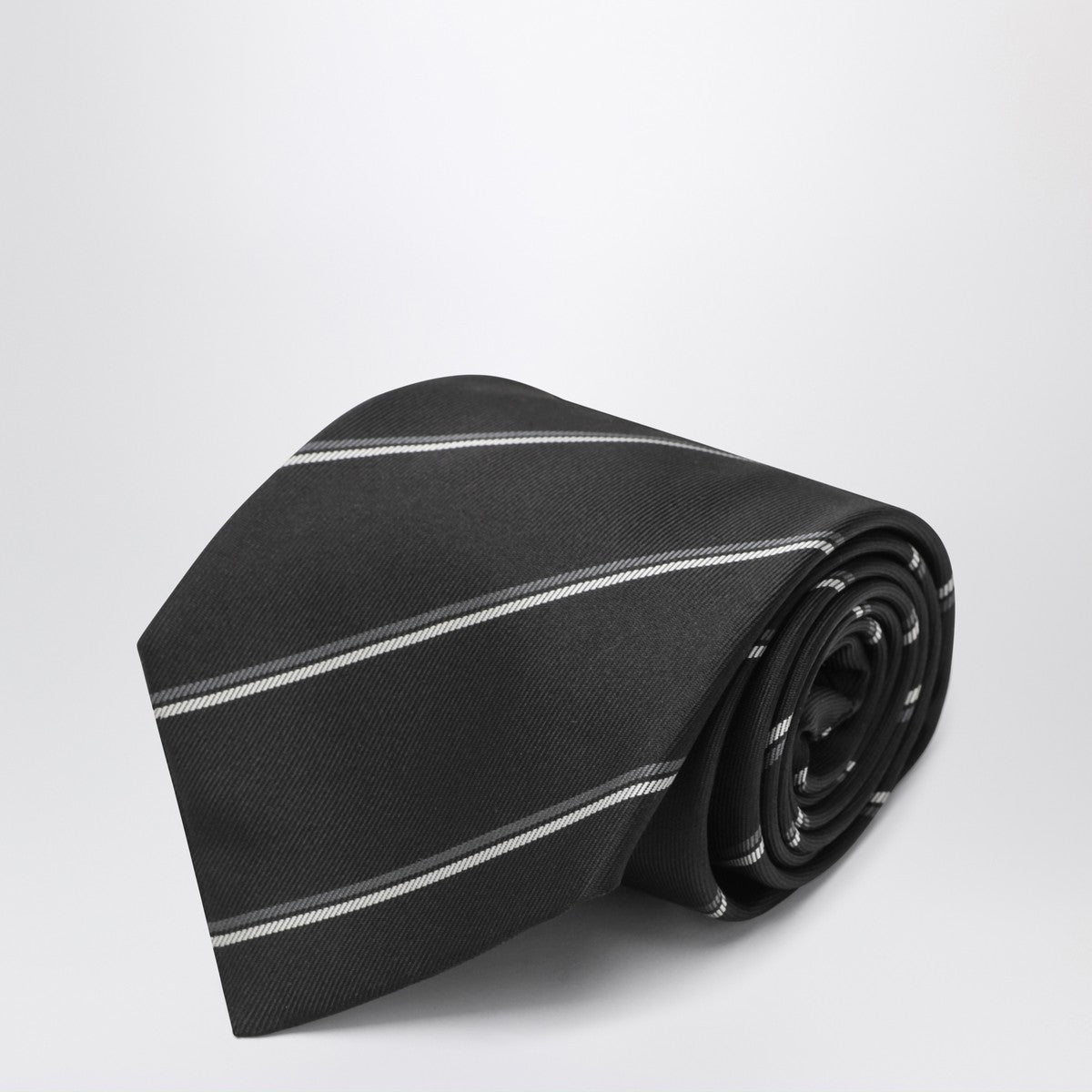 Saint Laurent Saint Laurent Brown striped silk tie