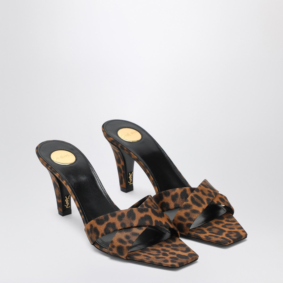 Saint Laurent Saint Laurent Mule Jill in gros-grain leopard print
