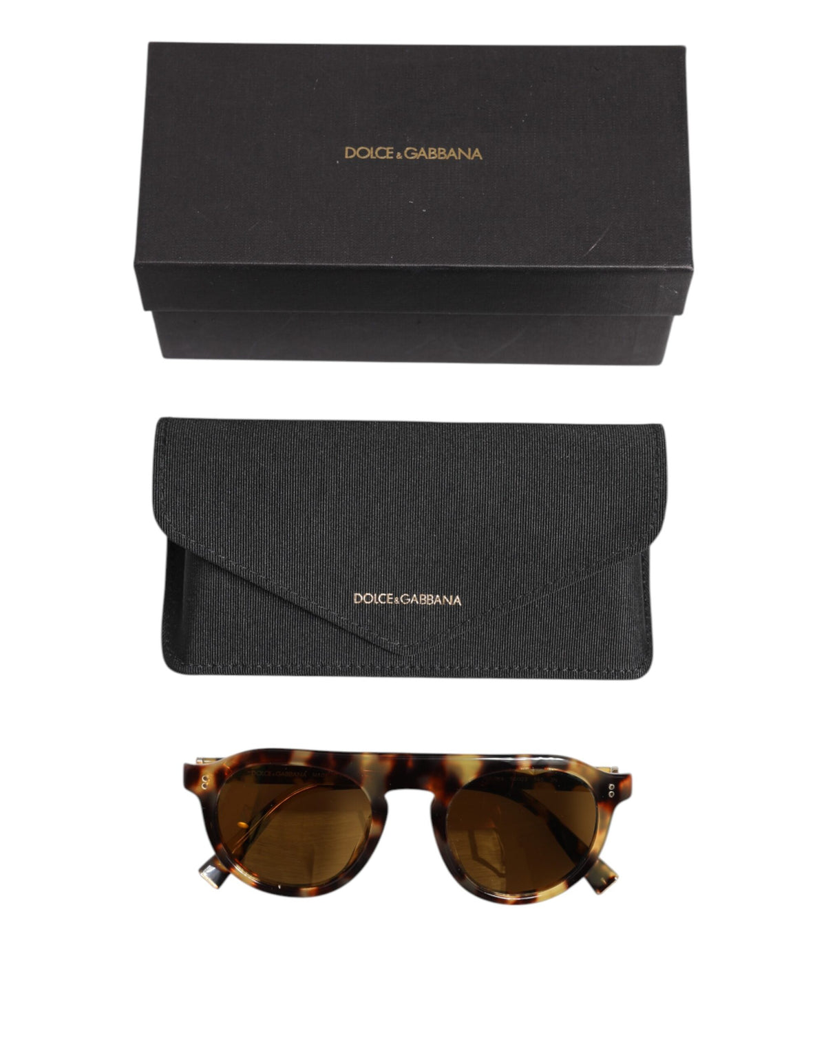 Dolce & Gabbana Brown Acetate Round Leopard Print Eyewear Sunglasses