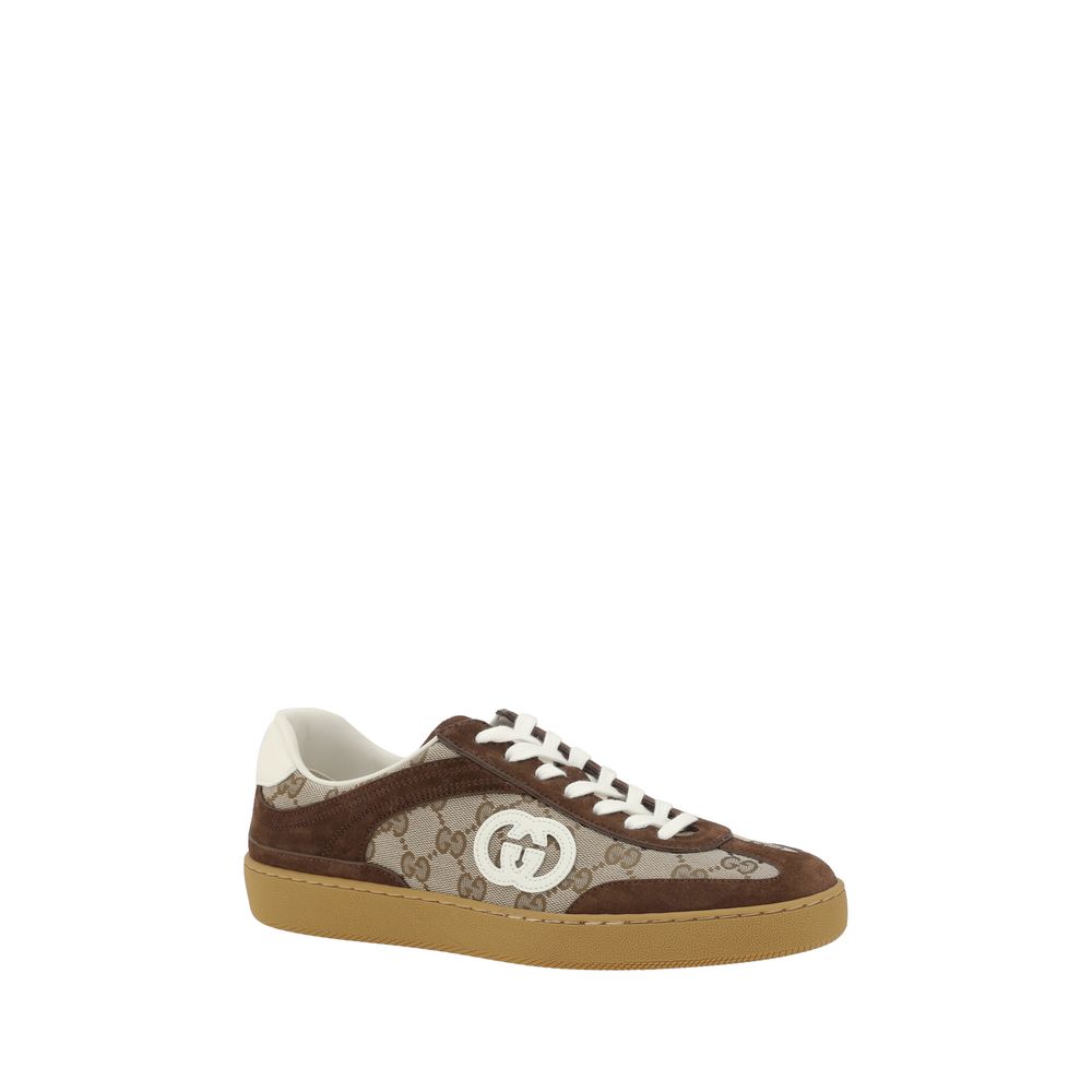 Gucci Brown Fabric Low Top Sneakers