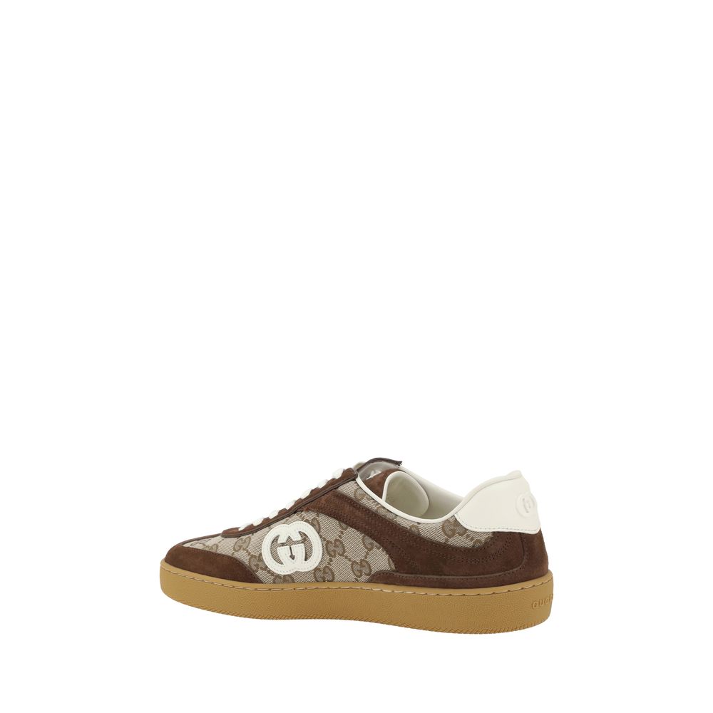 Gucci Brown Fabric Low Top Sneakers
