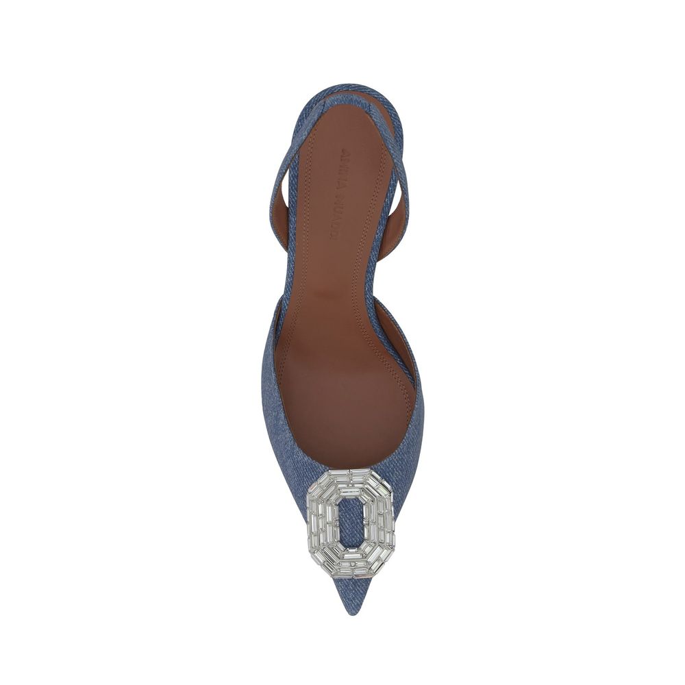 أمينة معادي حذاء Camelia Sling 60 من قماش الدنيم المطبوع