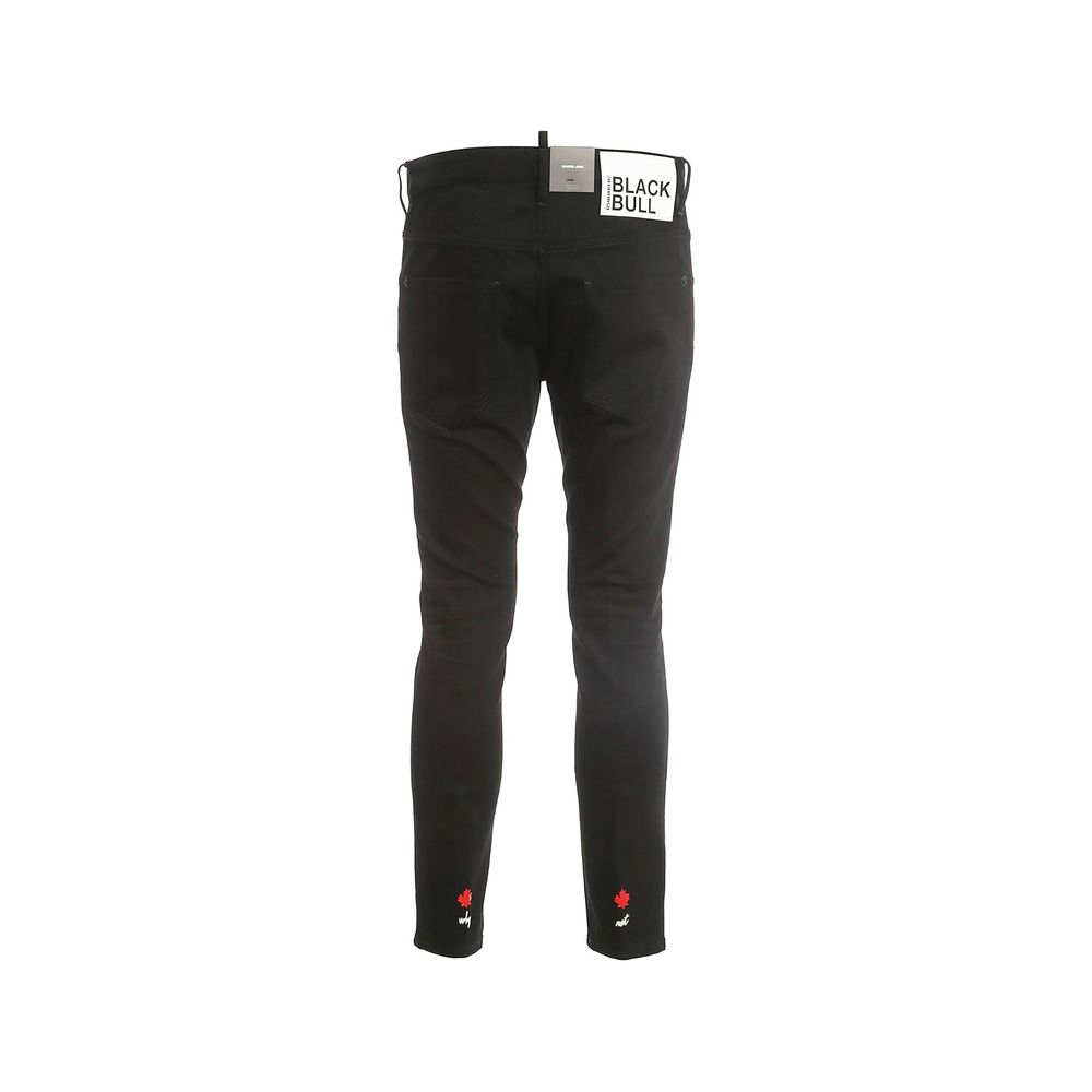 بنطال جينز أسود من Dsquared² بنقشة Bull Skater