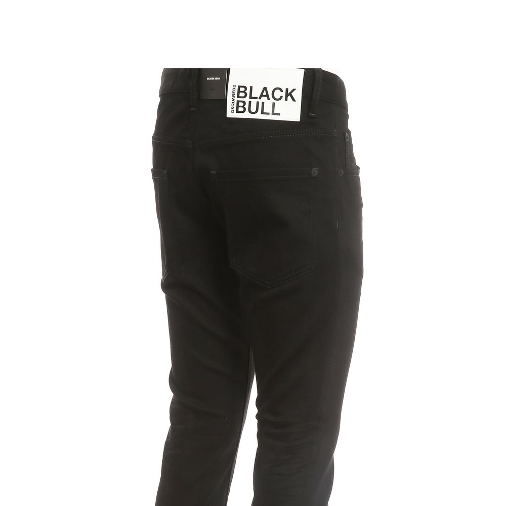 بنطال جينز أسود من Dsquared² بنقشة Bull Skater
