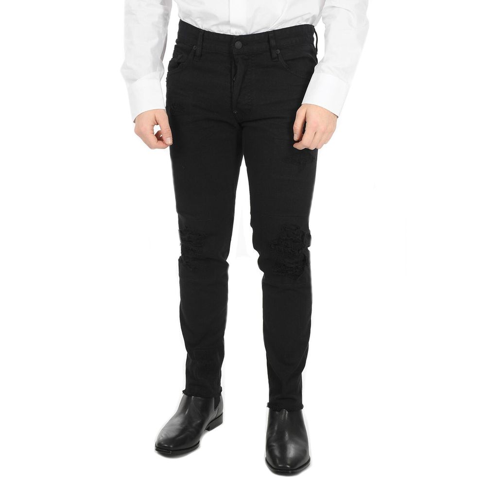 بنطال جينز أسود من Dsquared² بنقشة Bull Skater