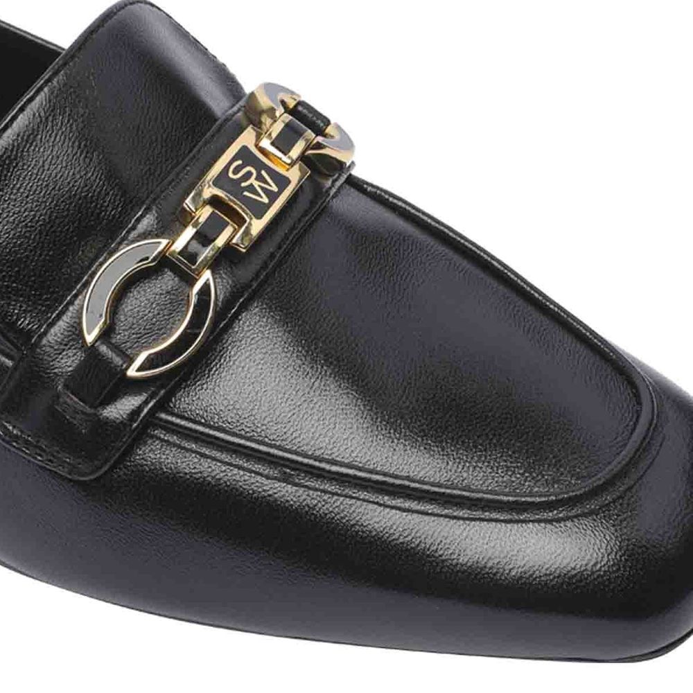 Stuart Weitzman Black Calfskin Slip-On Loafers