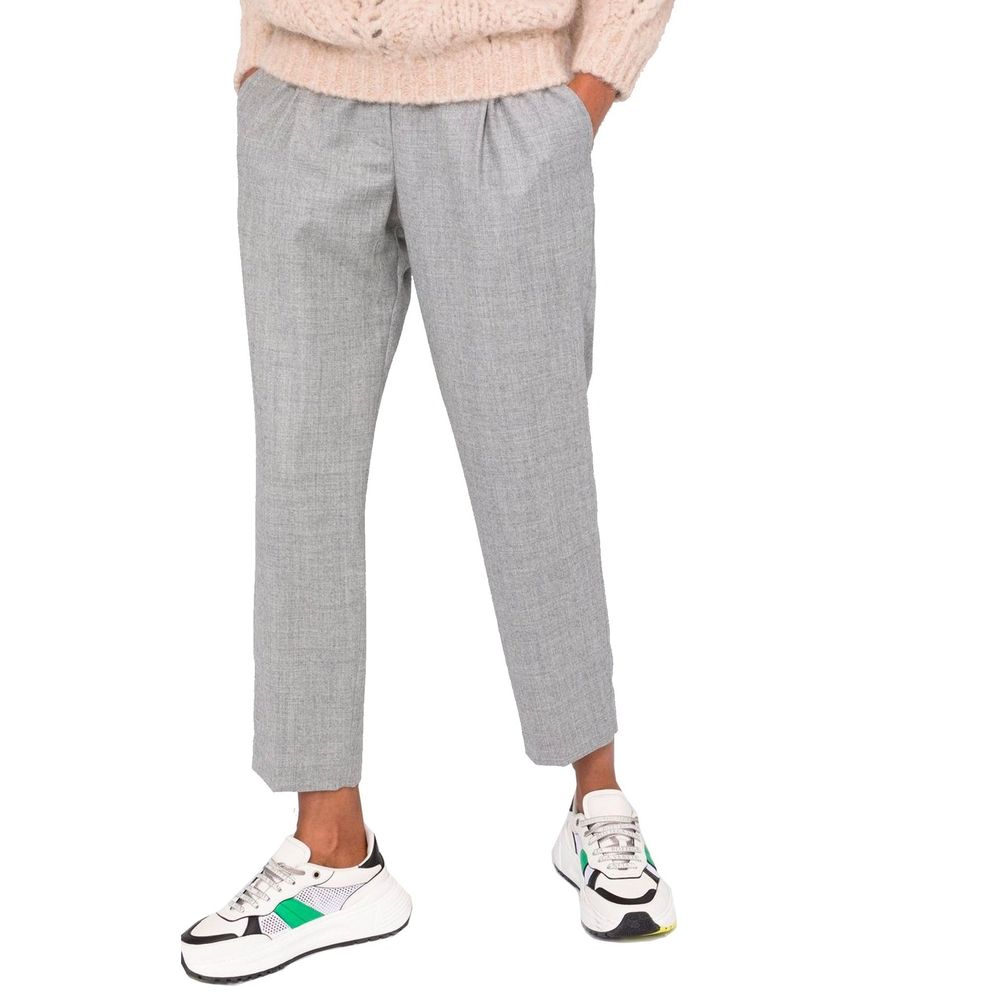 Brunello Cucinelli Gray Virgin Wool Cropped Pants