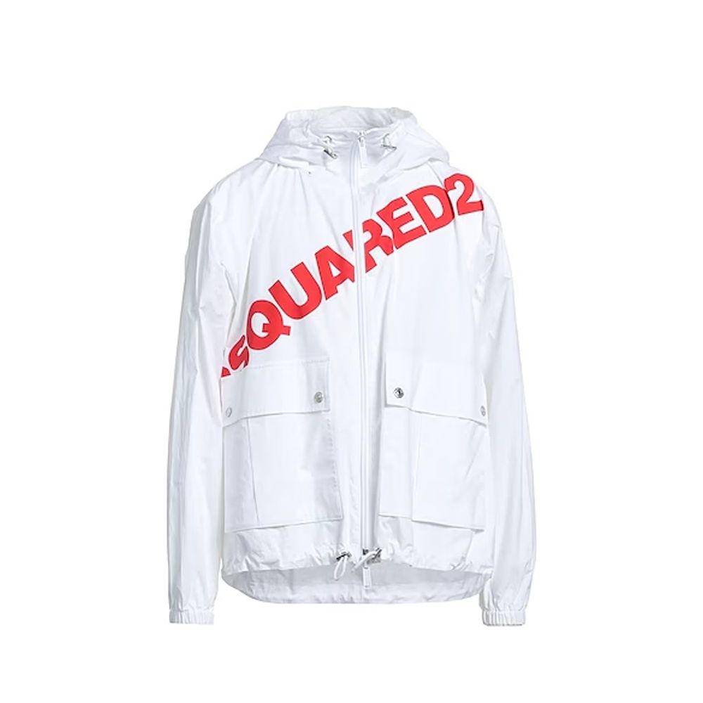 سترة واقية من الرياح بغطاء رأس وشعار Dsquared²