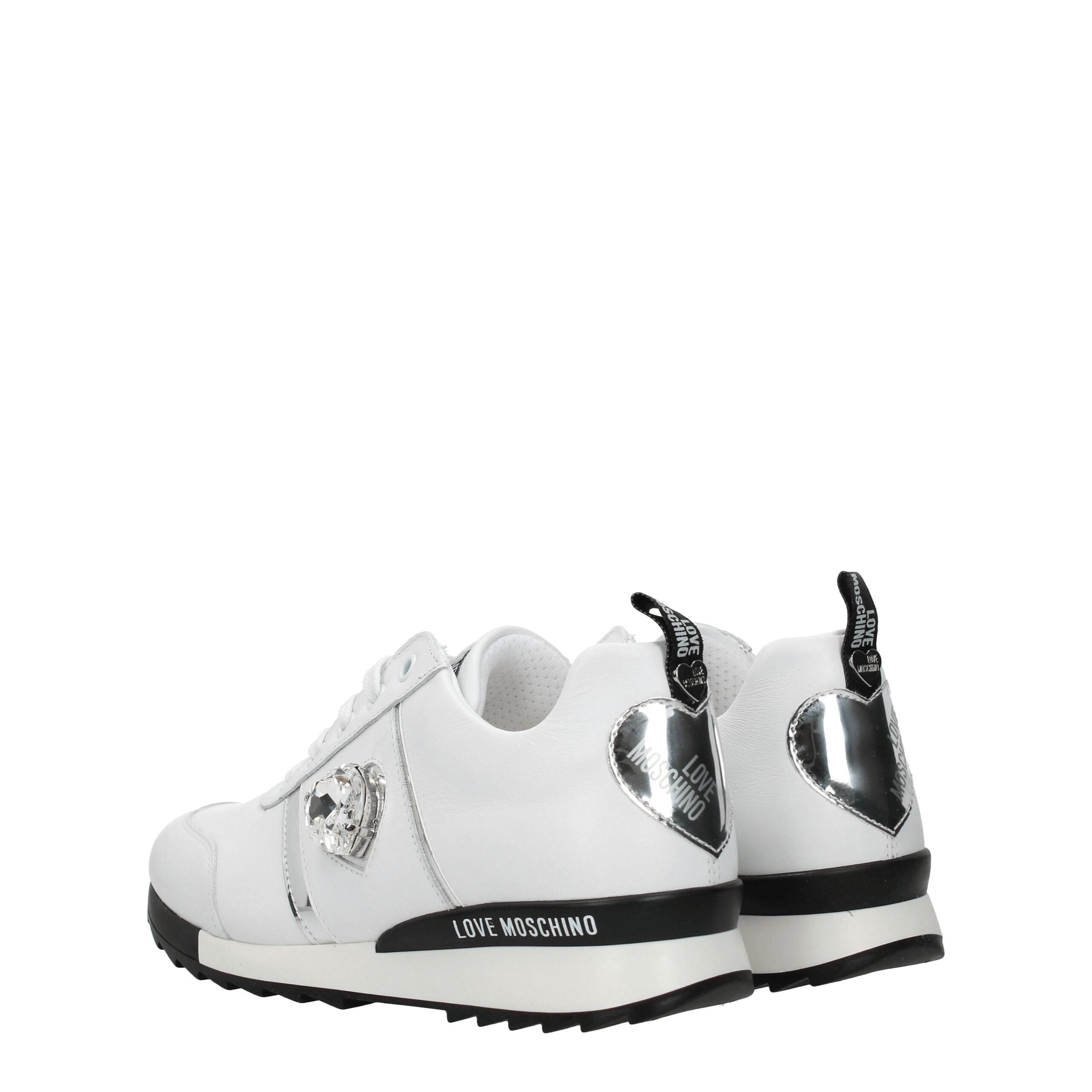 Love Moschino White Leather Low Top Sneakers