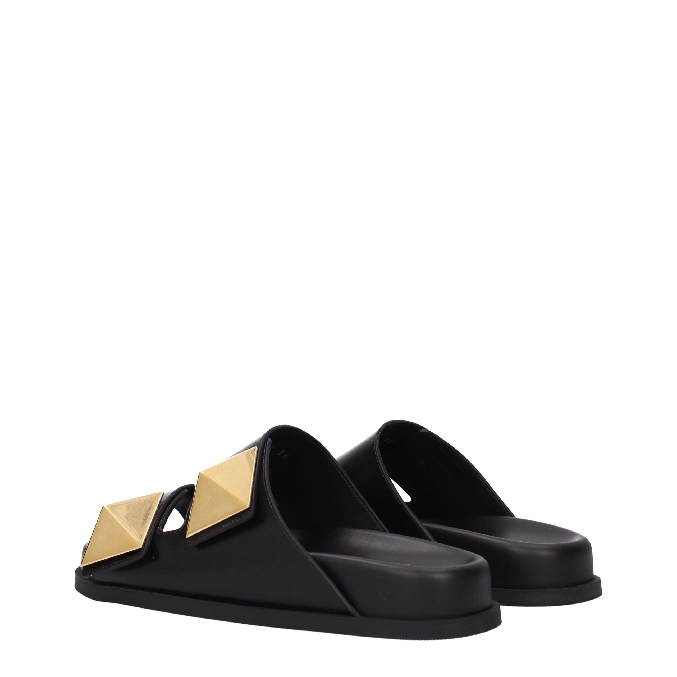 Valentino Garavani Black Leather Slippers