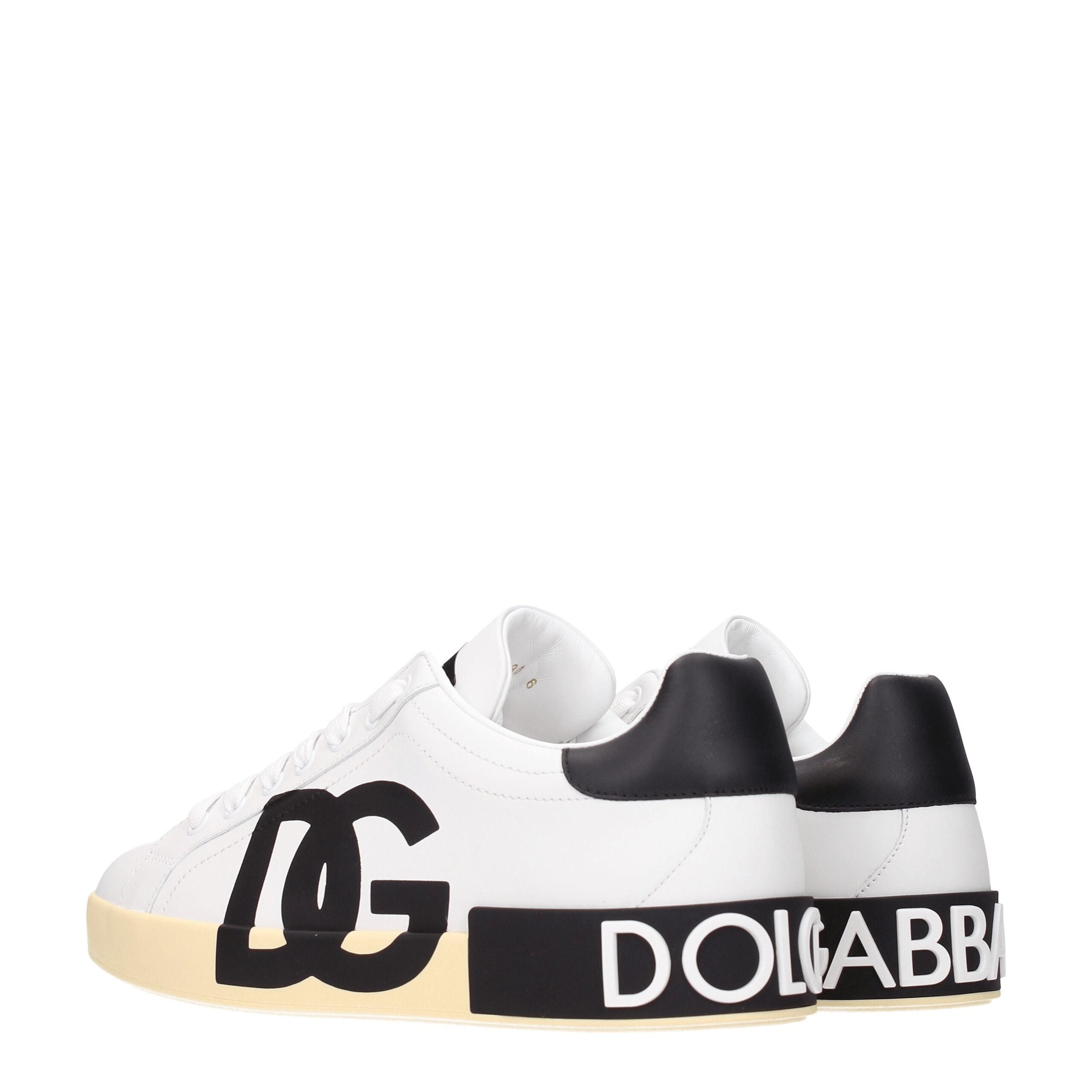 Dolce & Gabbana White Leather Low Top Sneakers