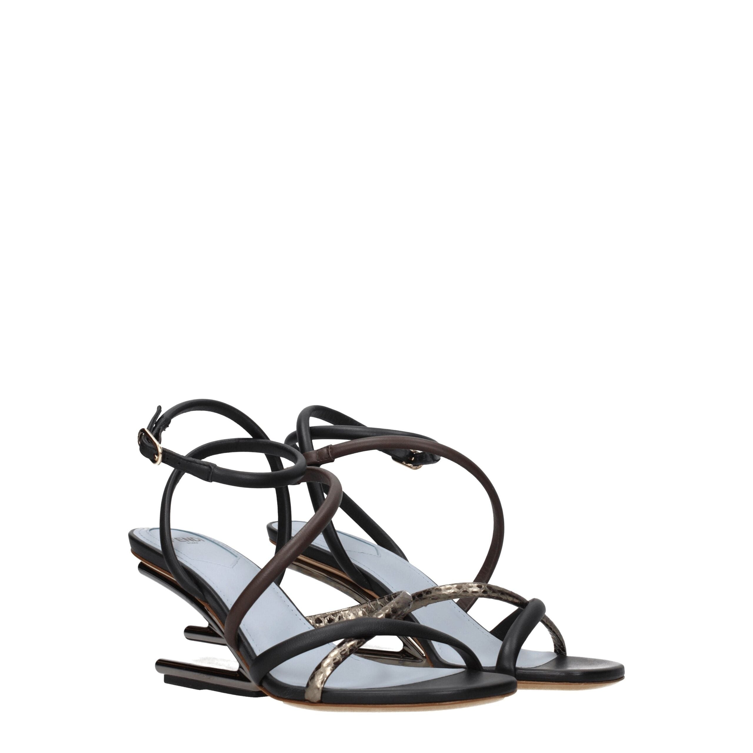 Fendi Multicolor Leather Flat Sandals