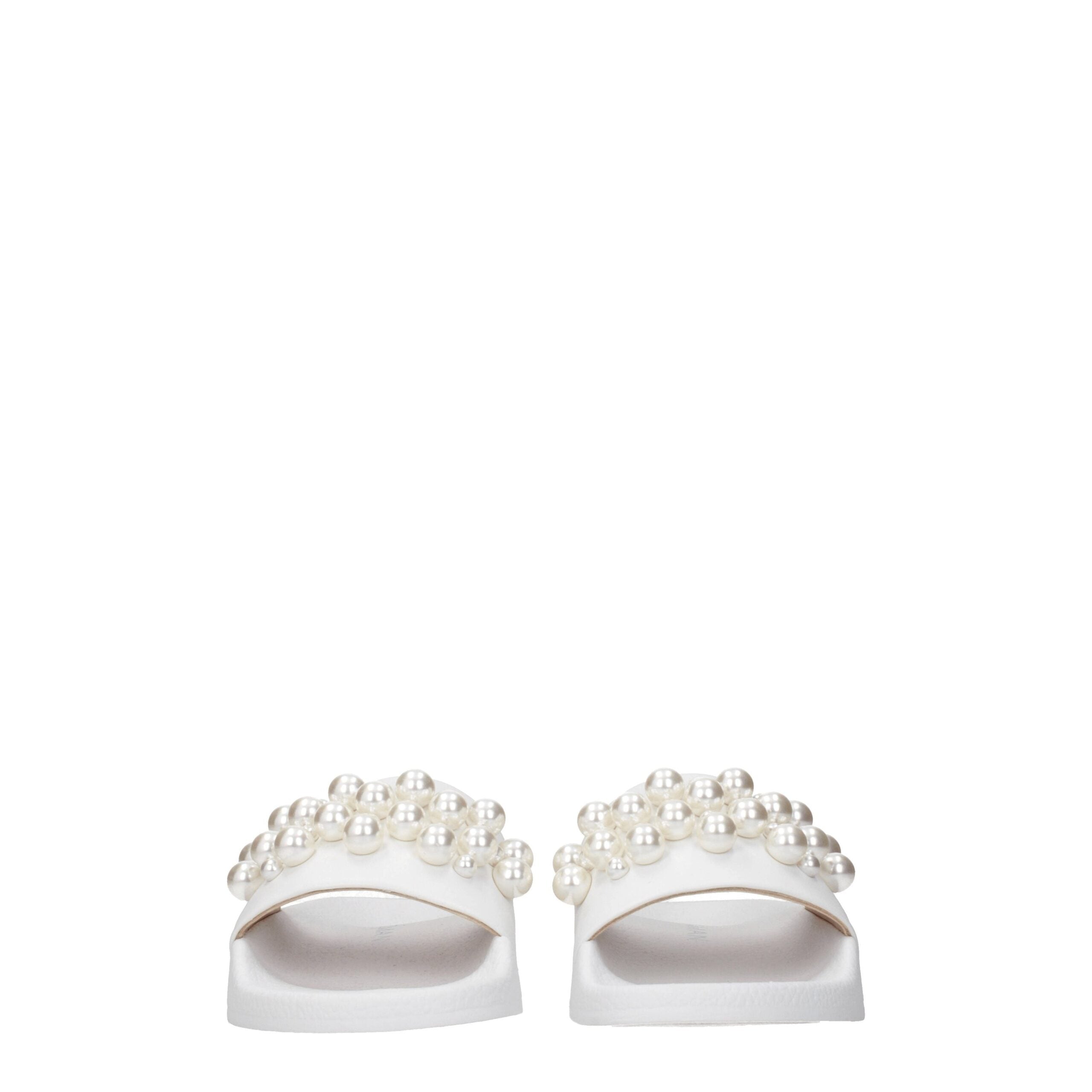 Stuart Weitzman White Leather Slippers