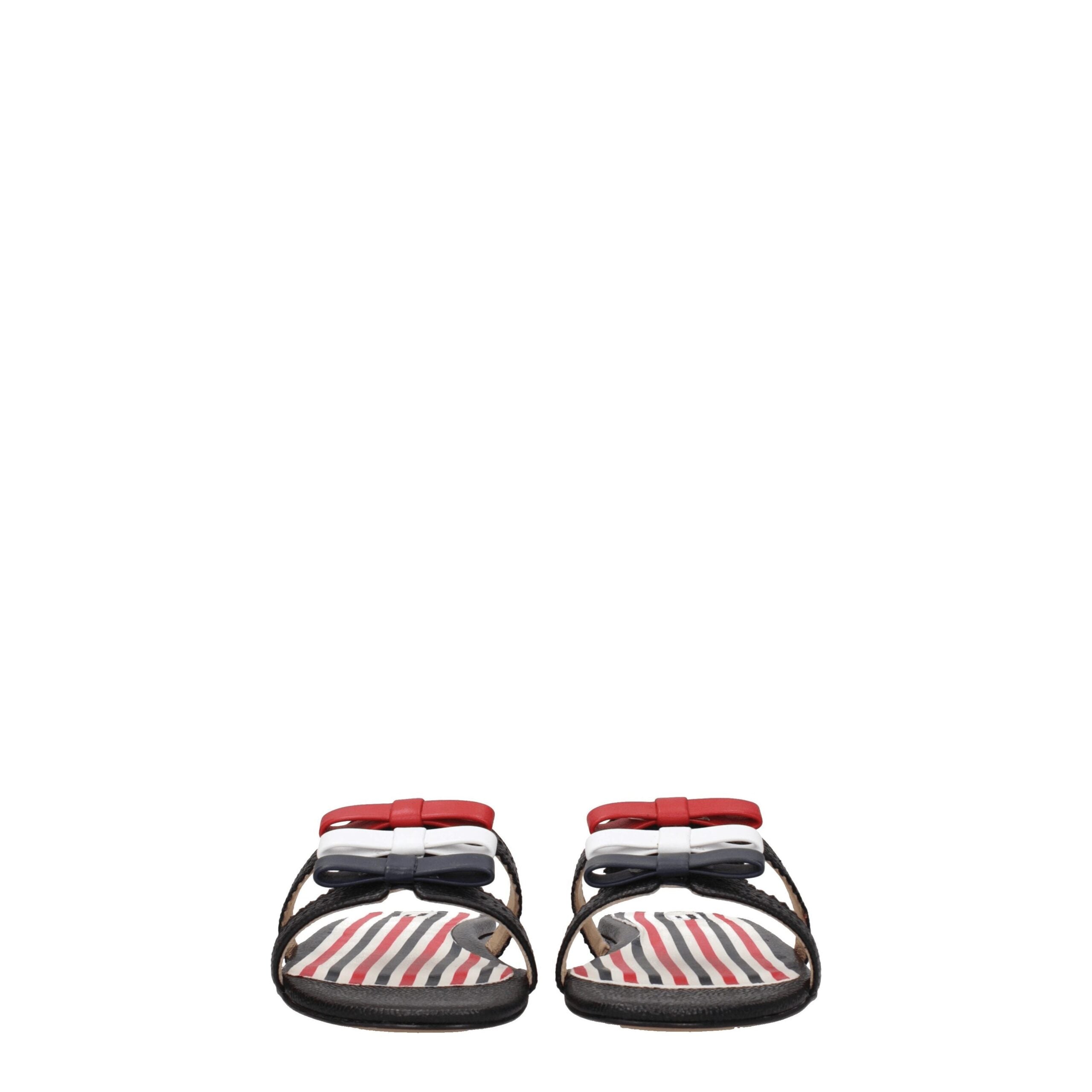 Thom Browne Black Leather Slippers
