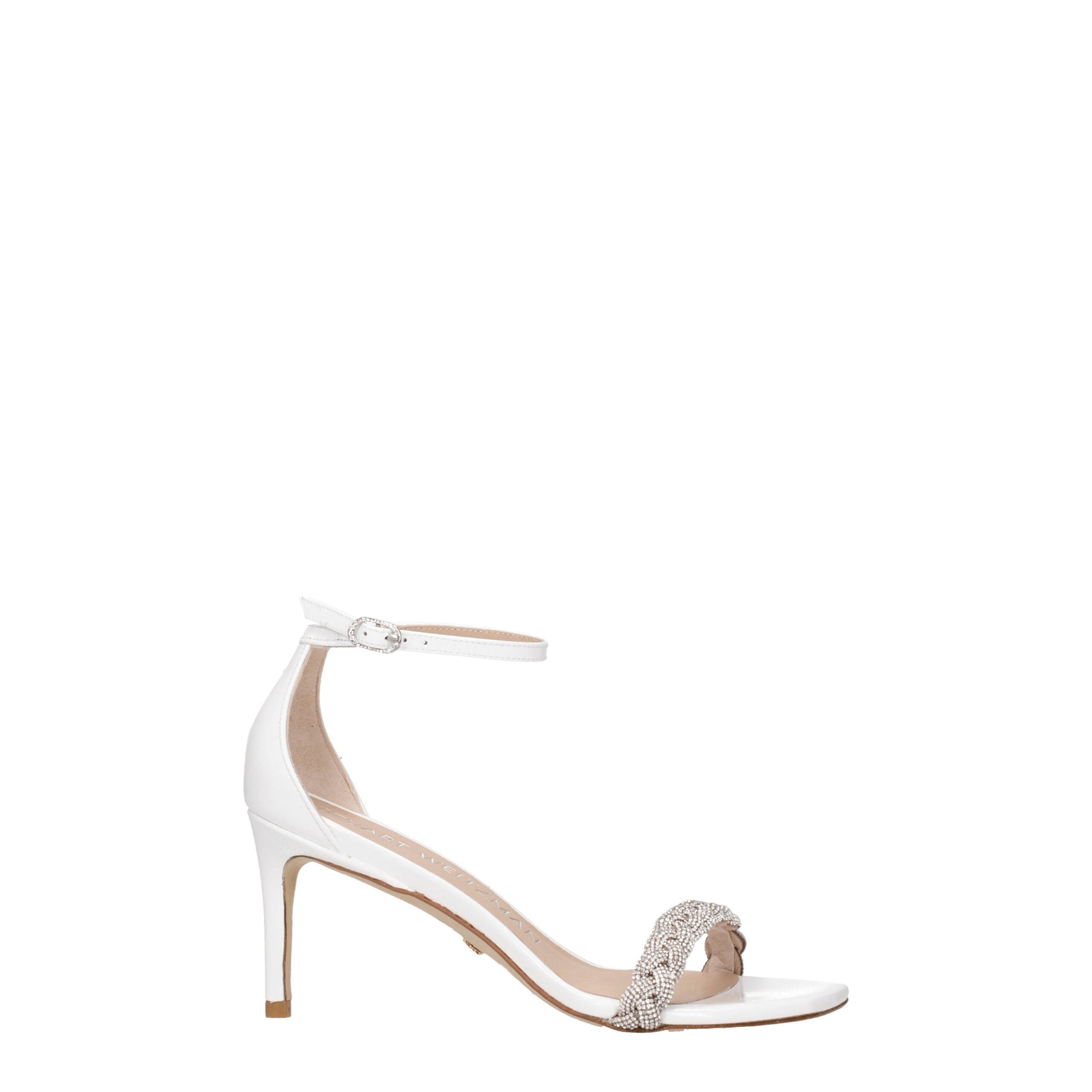 Stuart Weitzman White Leather Stiletto Heel Sandals