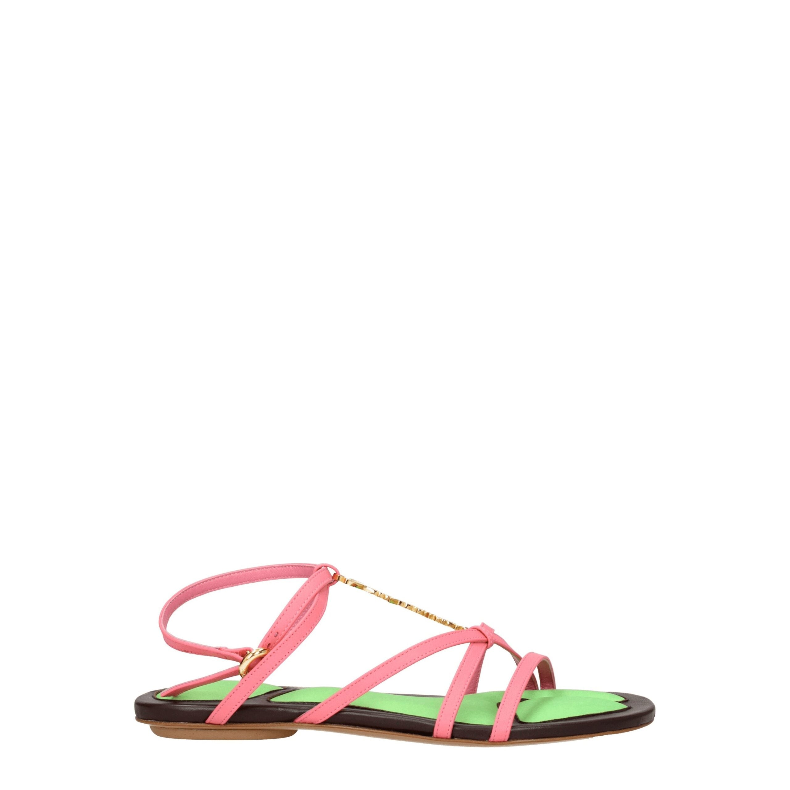 Jacquemus Pink Leather Flat Sandals