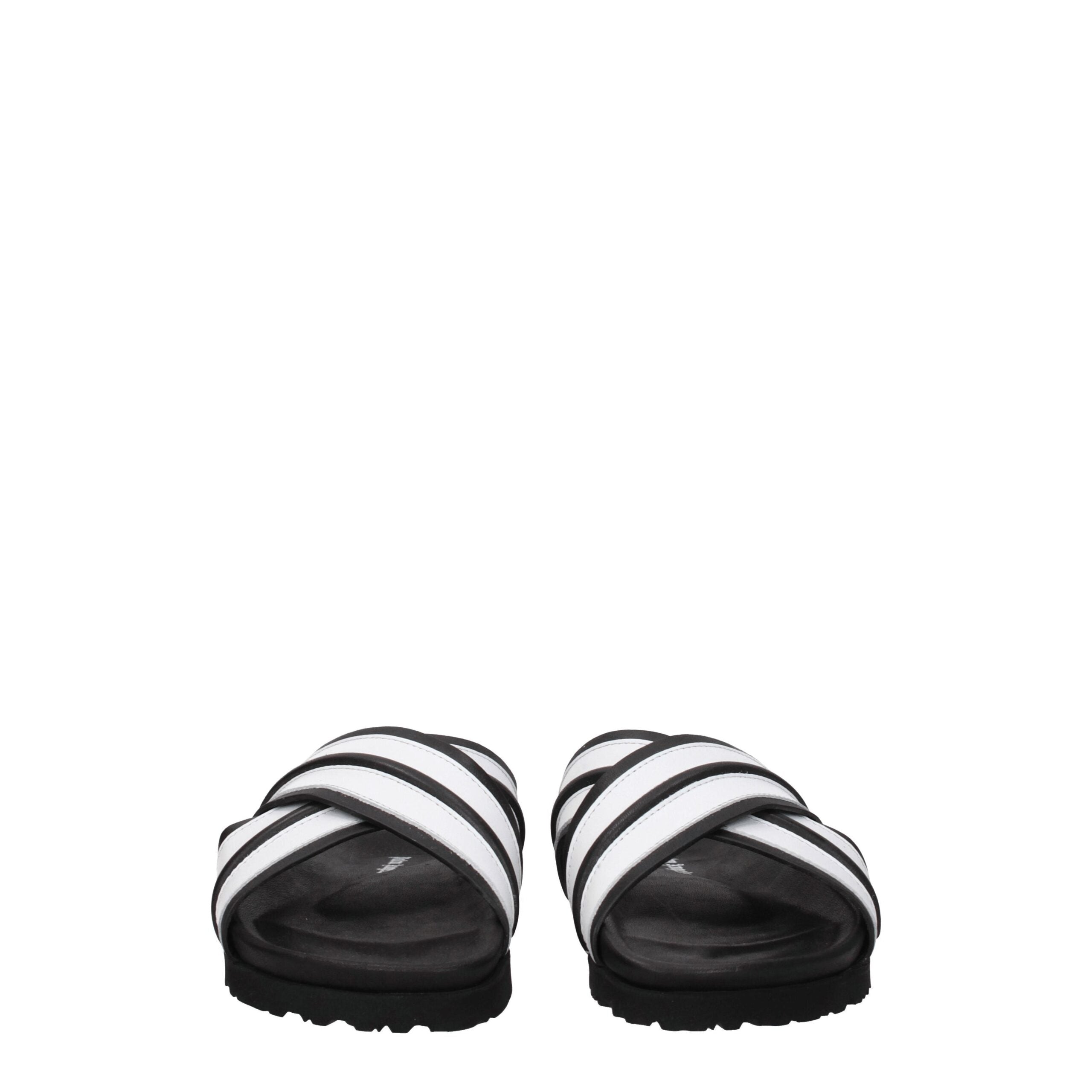 Palm Angels White Leather Slippers